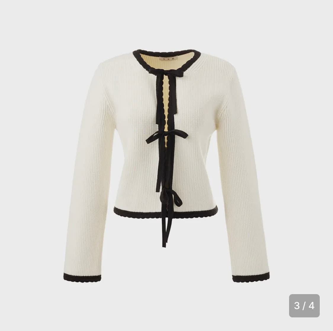 유어네임히얼 아이보리 배색 리본이 가디건 상품이미지3