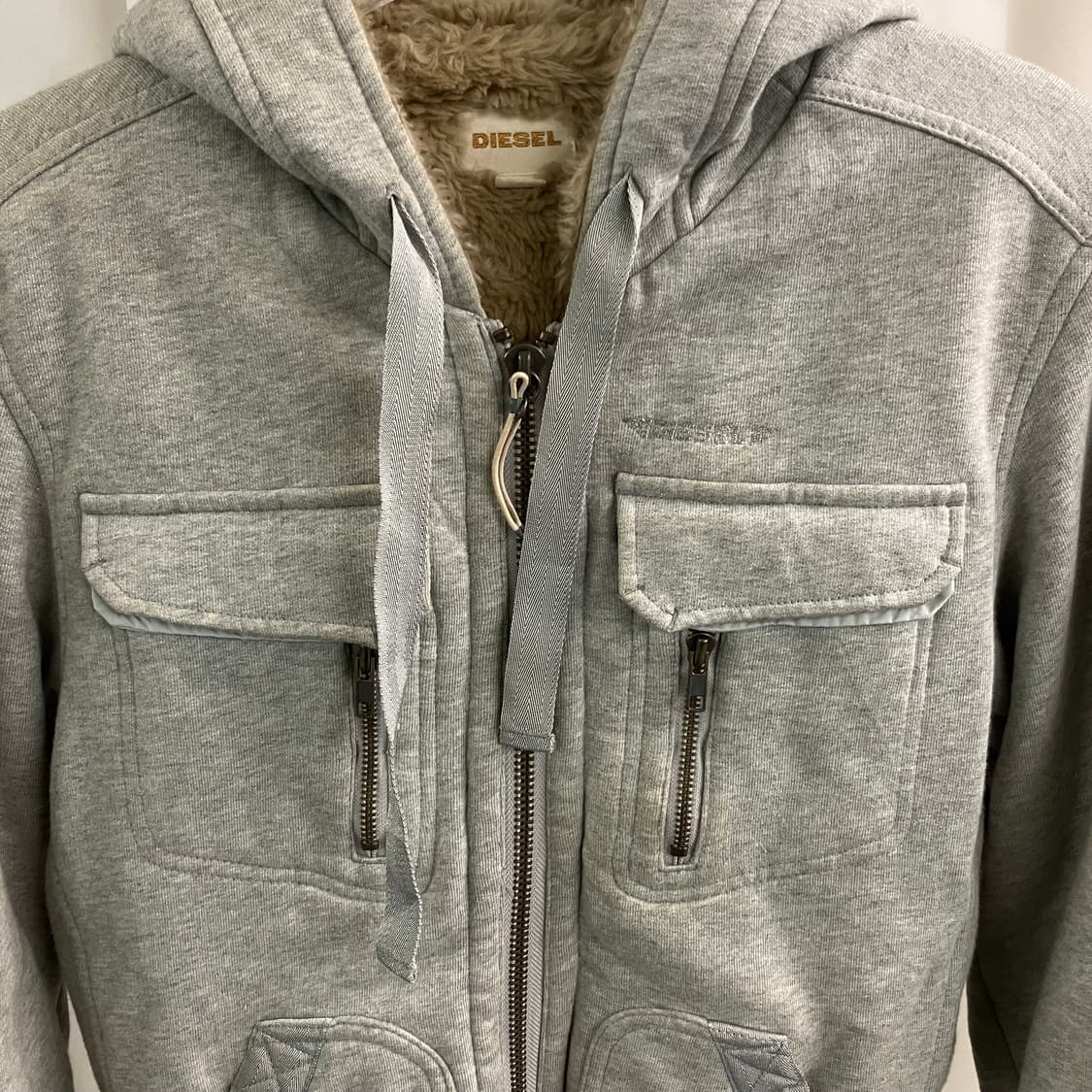 디젤 그레이 헤비웨이트 퍼 후드집업 M 상품이미지4