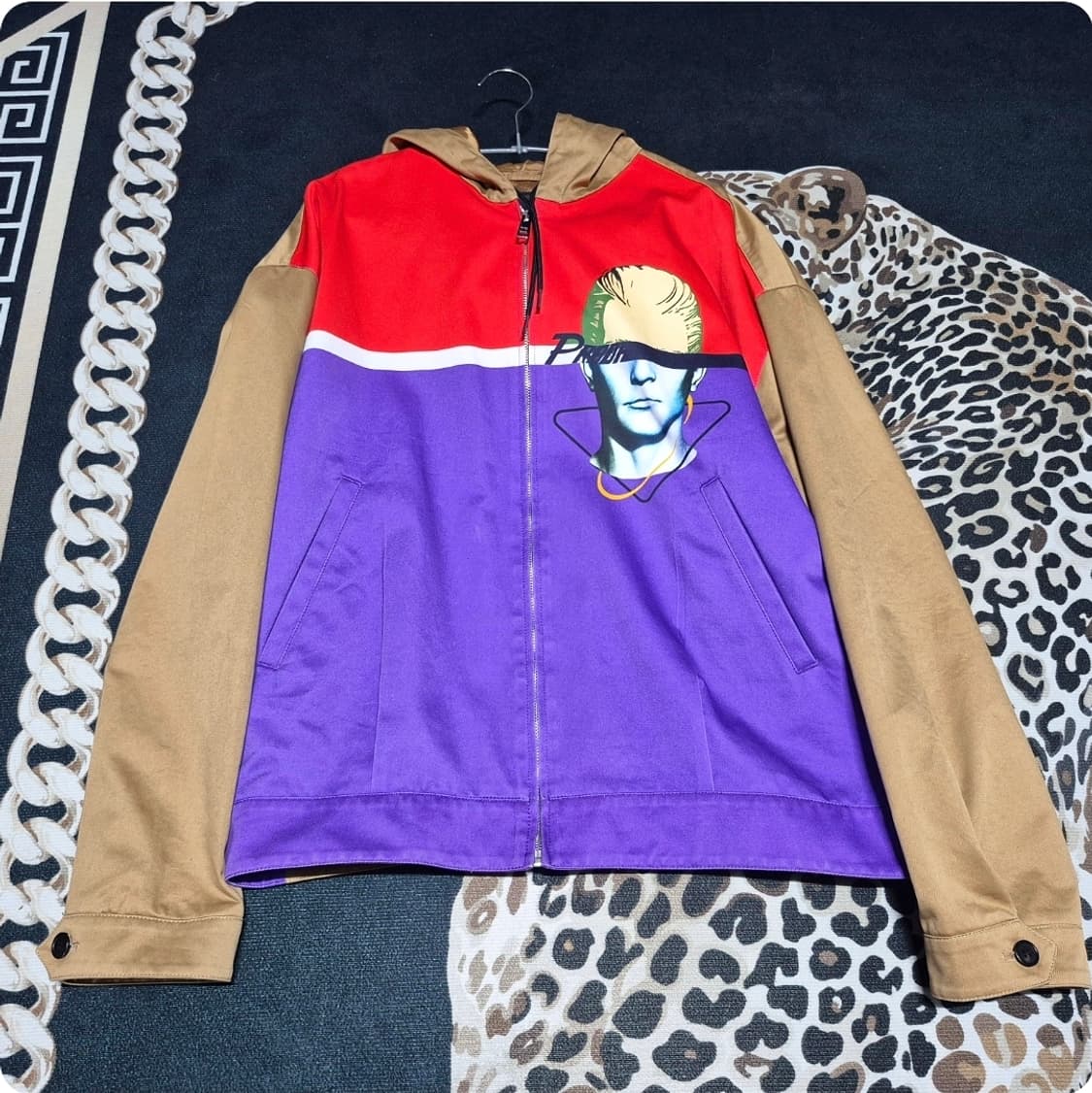 프라다 20s/s 런웨이 컬러블록 페이스 후디드 자켓 XL 정품 상품이미지1