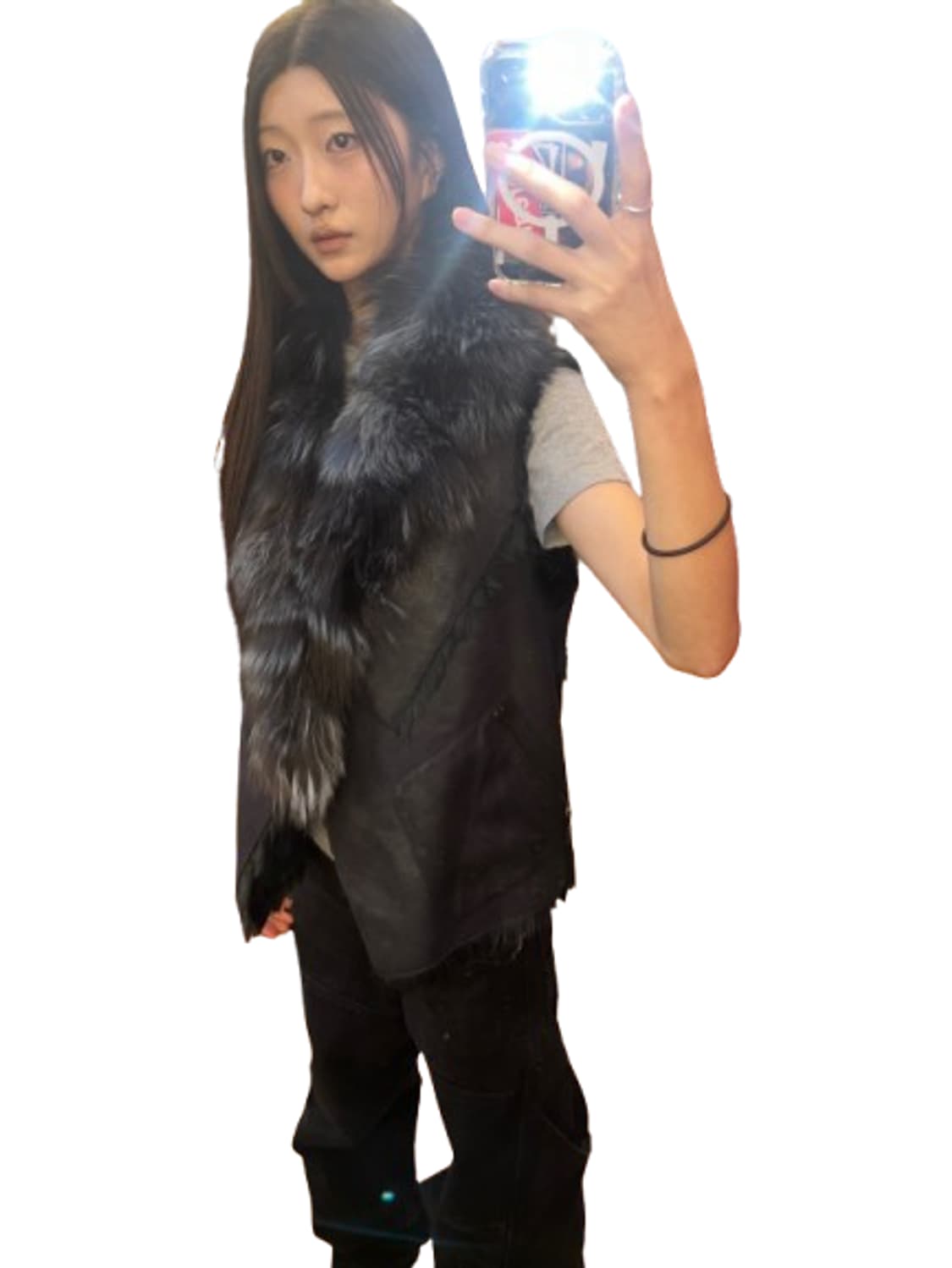 Japanese Vintage 퍼 베스트 조끼 자켓 상품이미지1