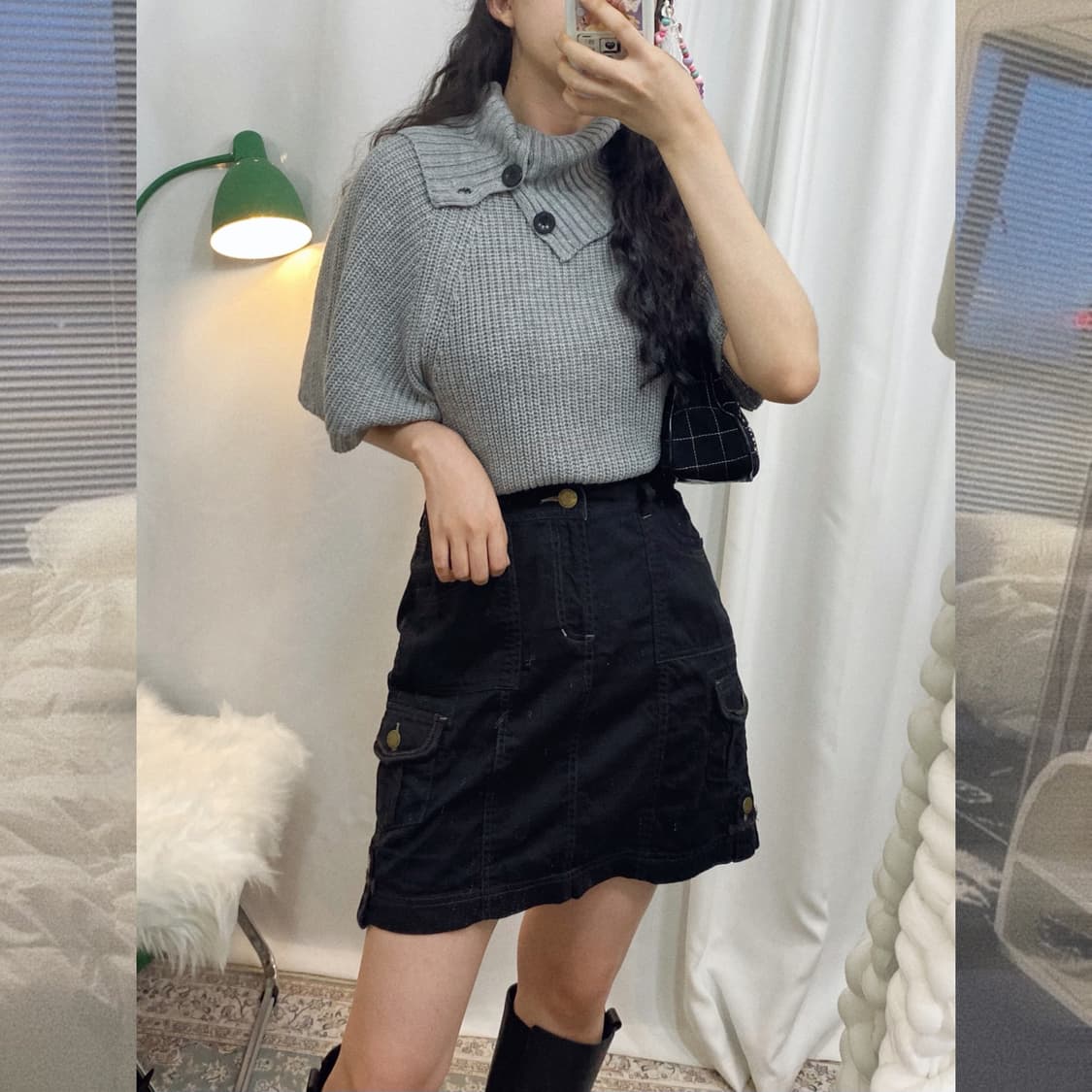 블랙 카고 미니 스커트 상품이미지4
