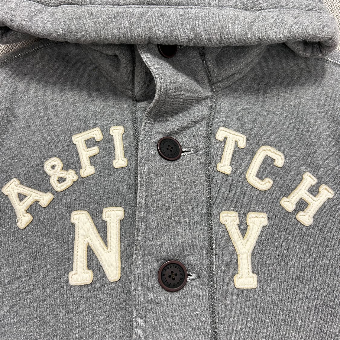 아베크롬비 그레이 버튼업 후드집업(L) 상품이미지4