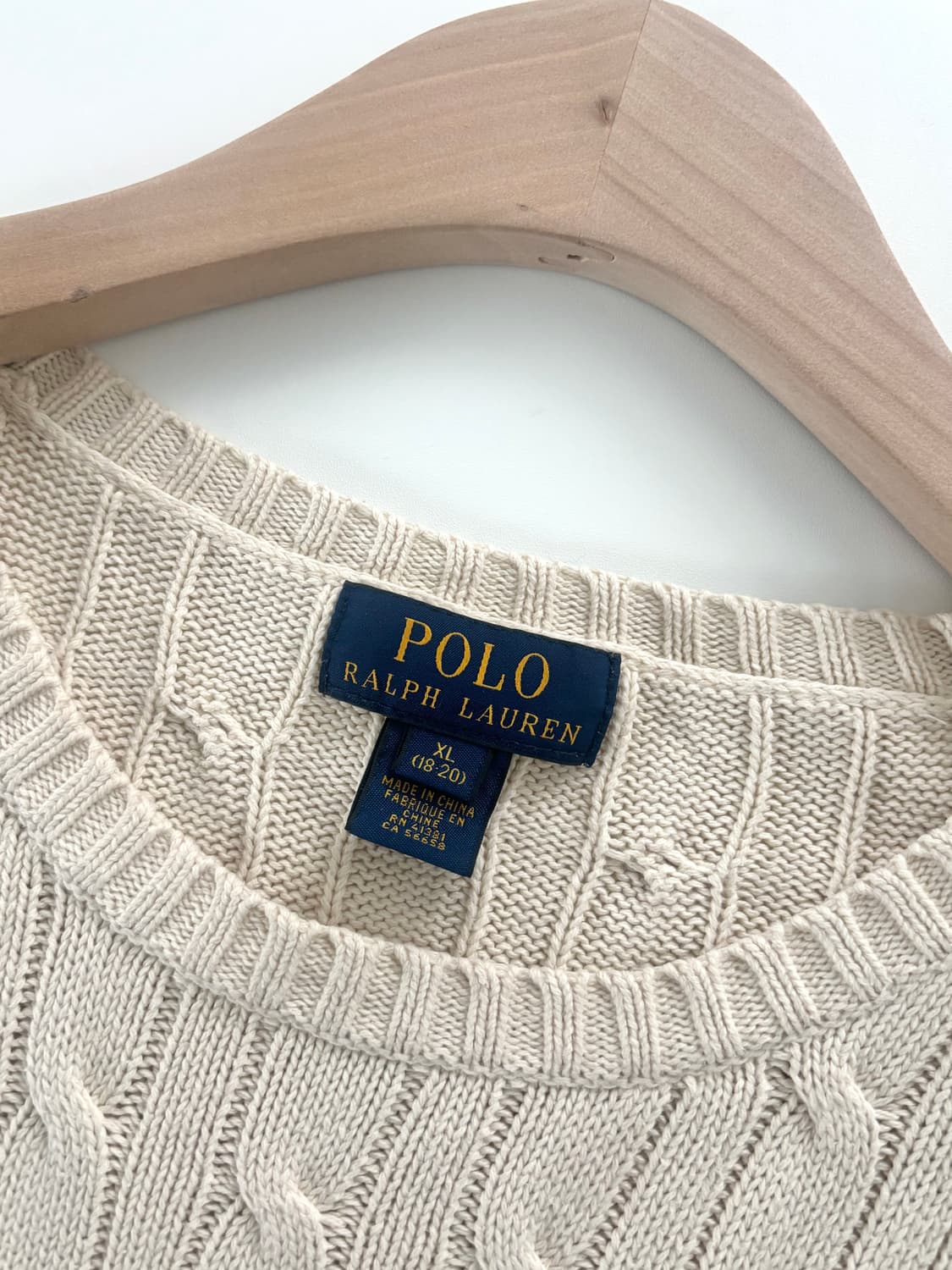 Polo 폴로 랄프로렌 신형 보이즈라인 아이보리 컬러 코튼 케이블 니트 상품이미지4