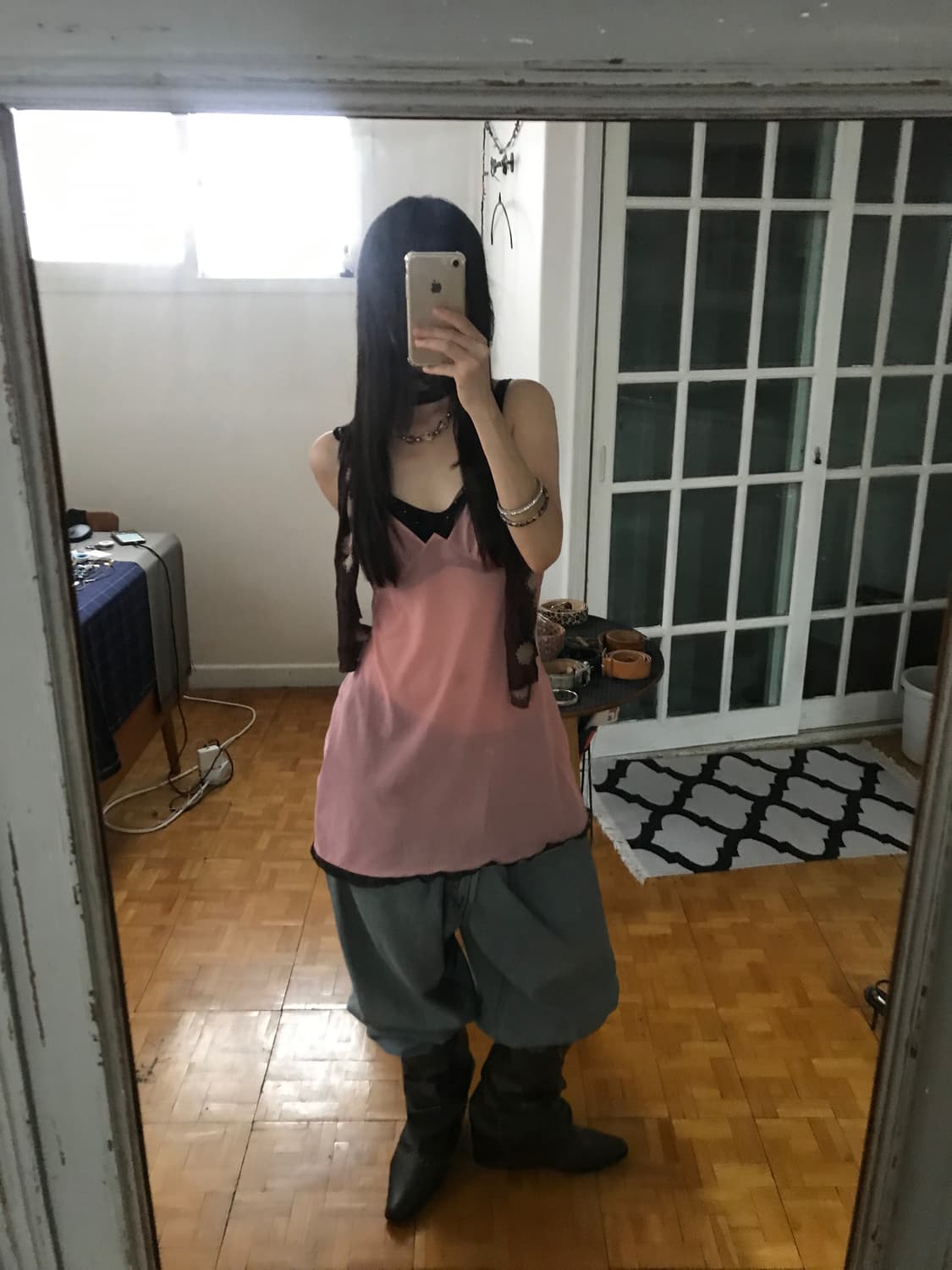 vintage pink see-through sleeveless 상품이미지1