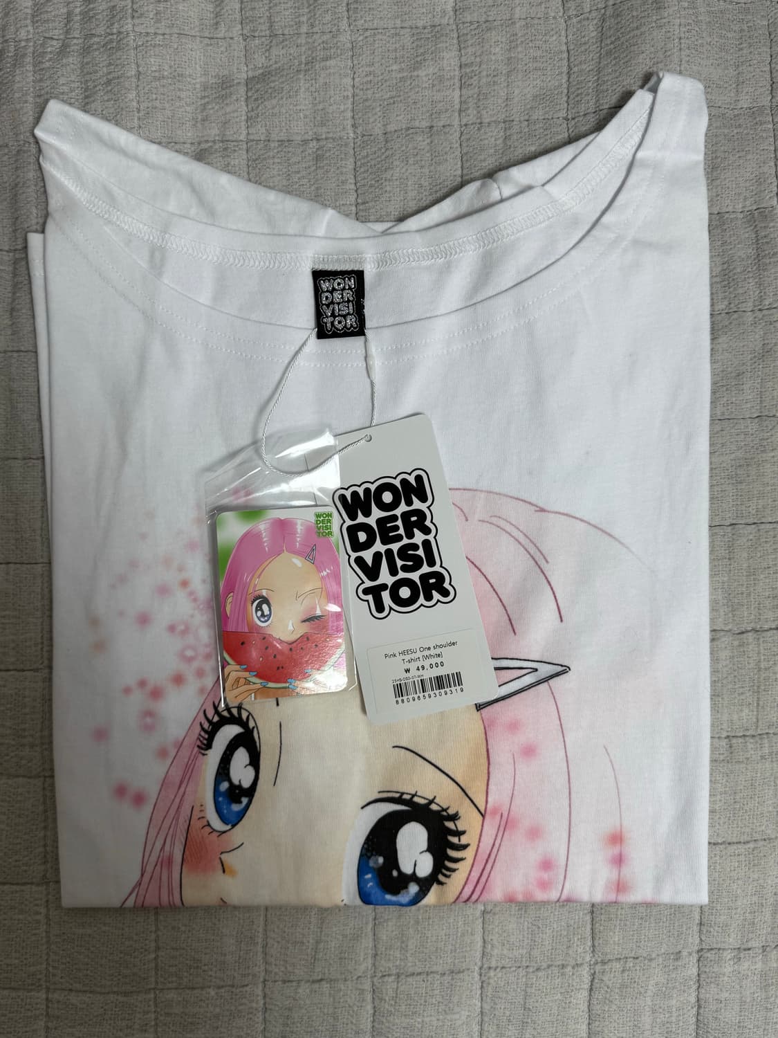 원더비지터 Pink HEESU One shoulder T-shirt [W 상품이미지1