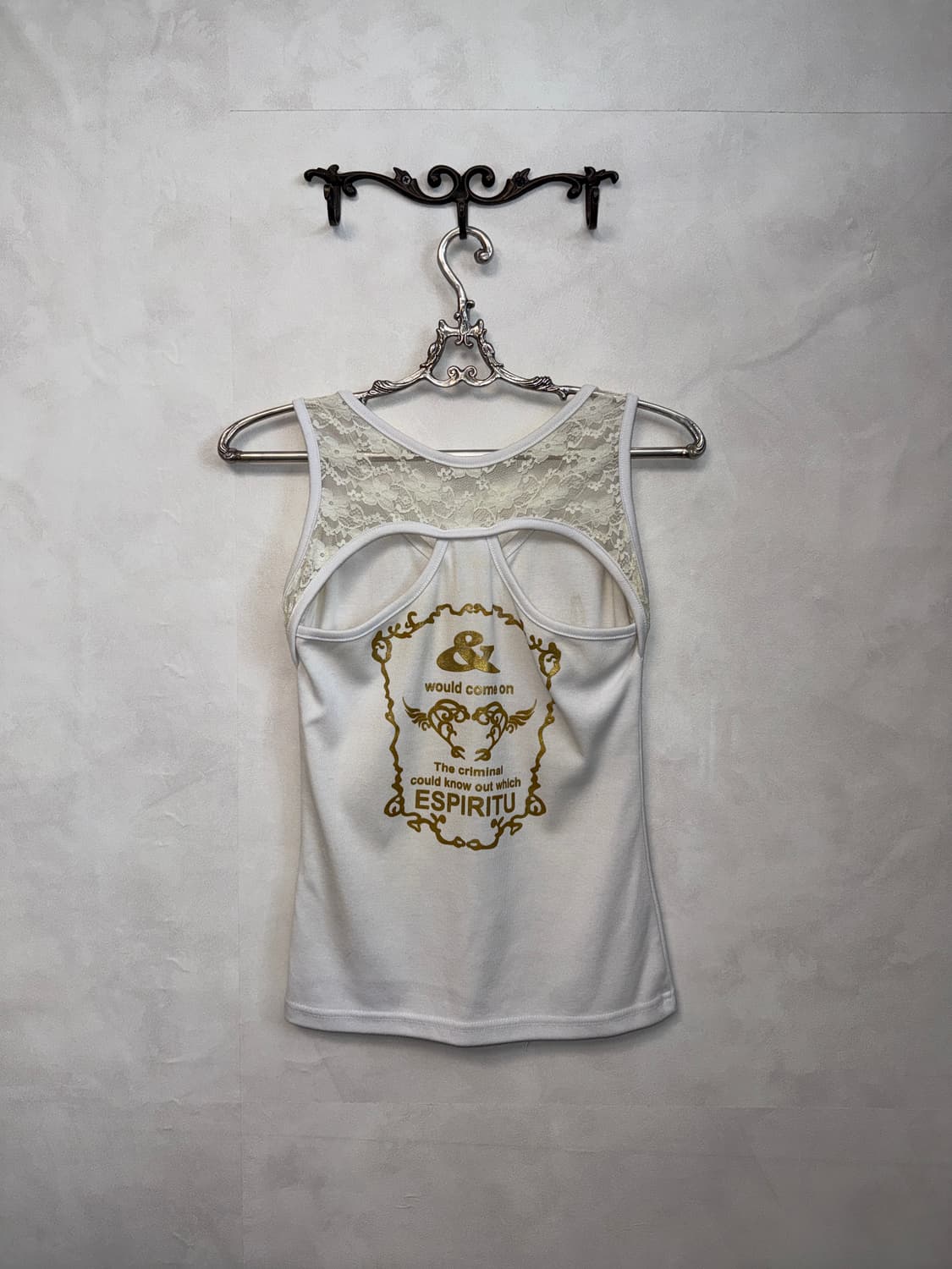 White oriental punk graphic lace 슬리브리스 상품이미지3