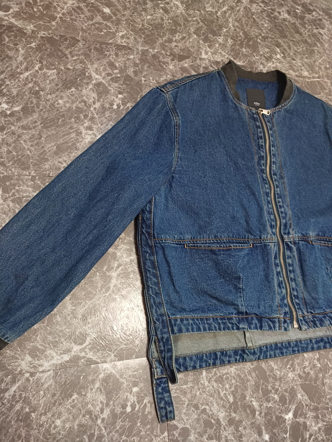 진청 데님 노카라 크롭 자켓  상품이미지4