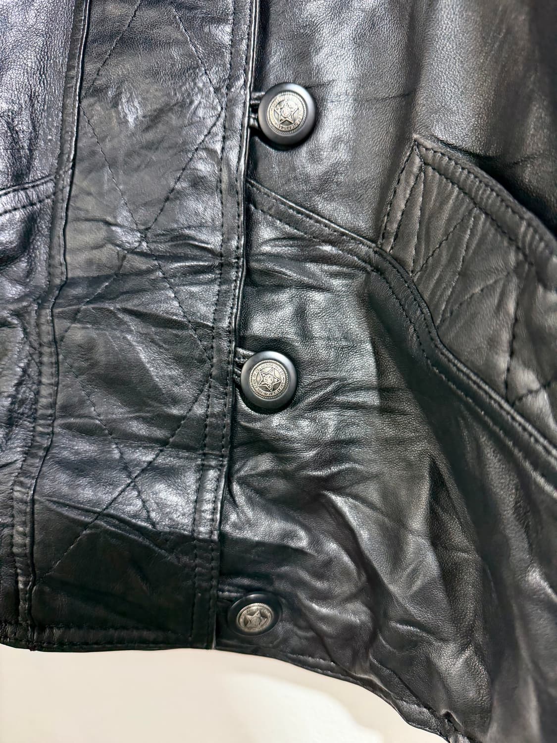 빈티지 퍼 트리밍 레더 봄버 상품이미지3