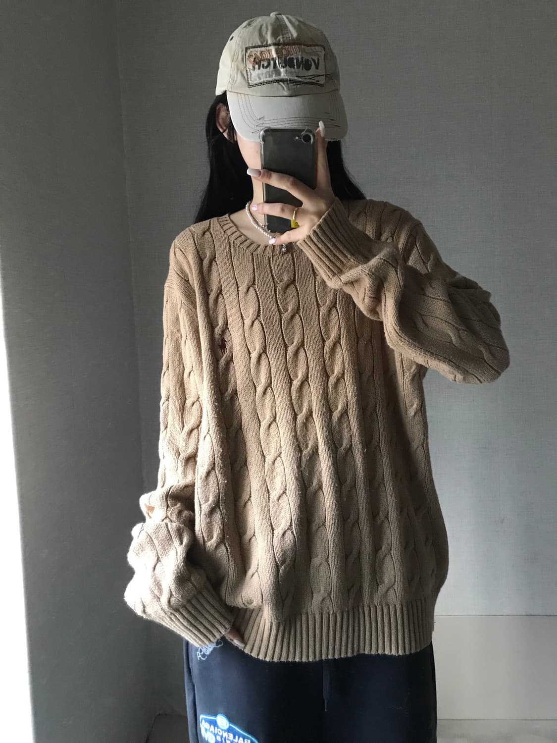 폴로 베이지 케이블 니트 상품이미지5