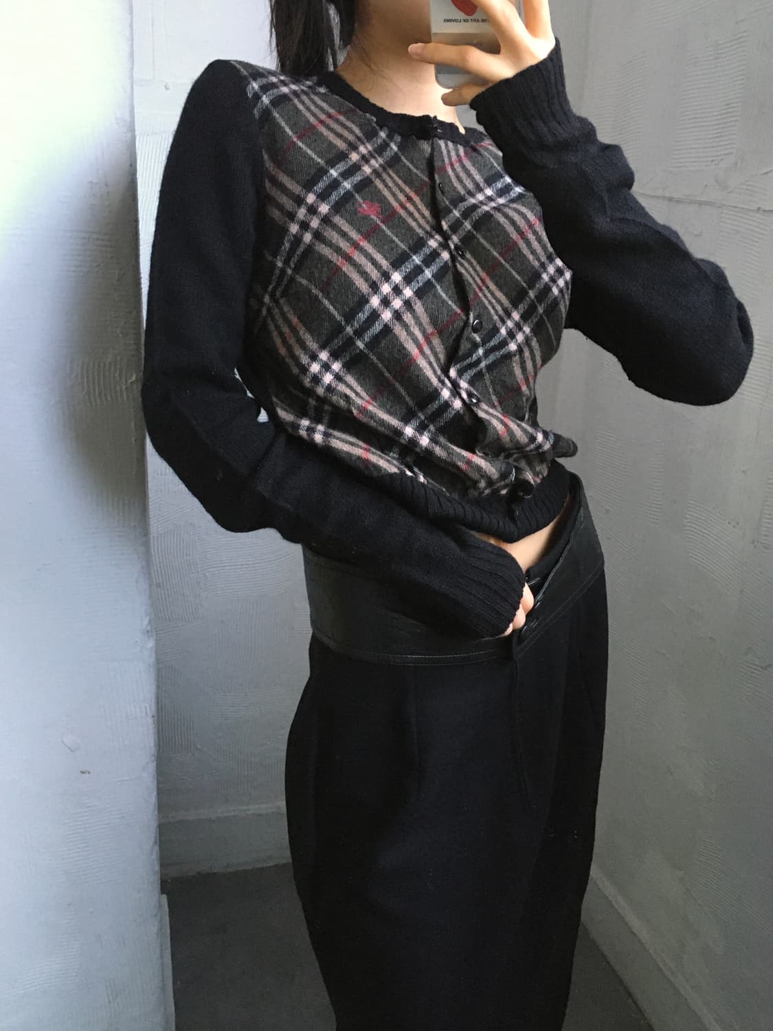 Burberry 버버리 블루 라벨 체크 니트 가디건 상품이미지1