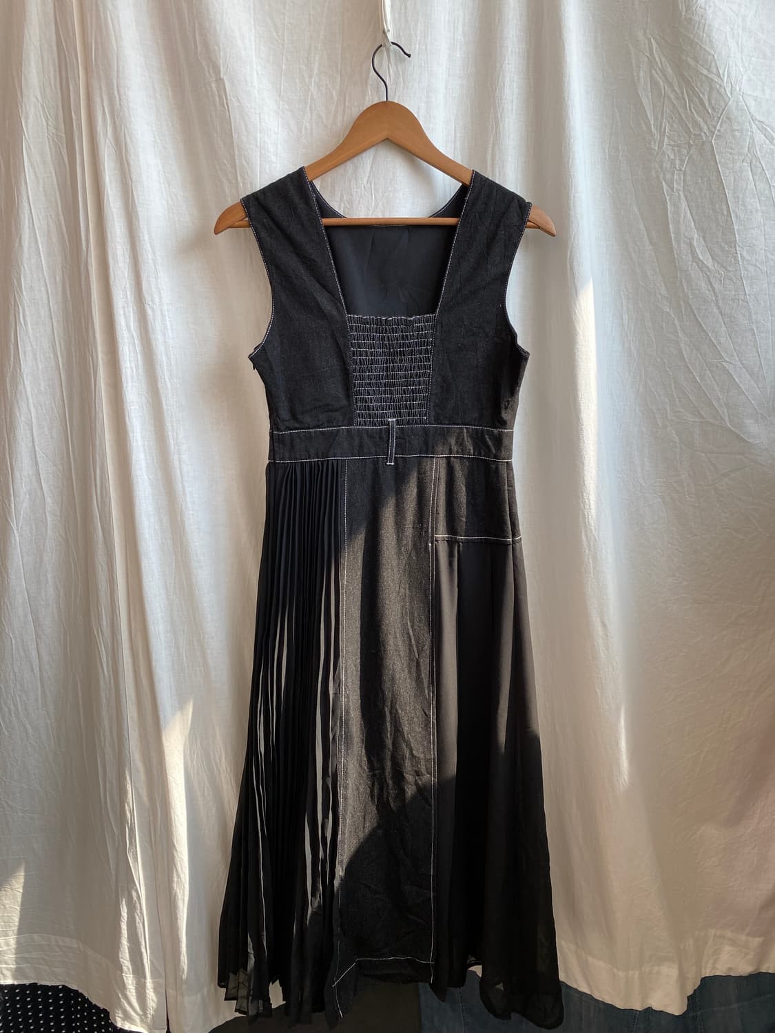 데님 플리츠 롱원피스(M) 상품이미지6