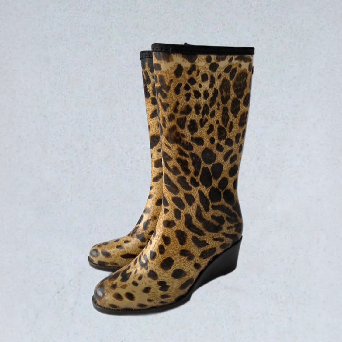 Leopard Wedge Wellies 레오파드 레인부츠 웨지 갸루 상품이미지2