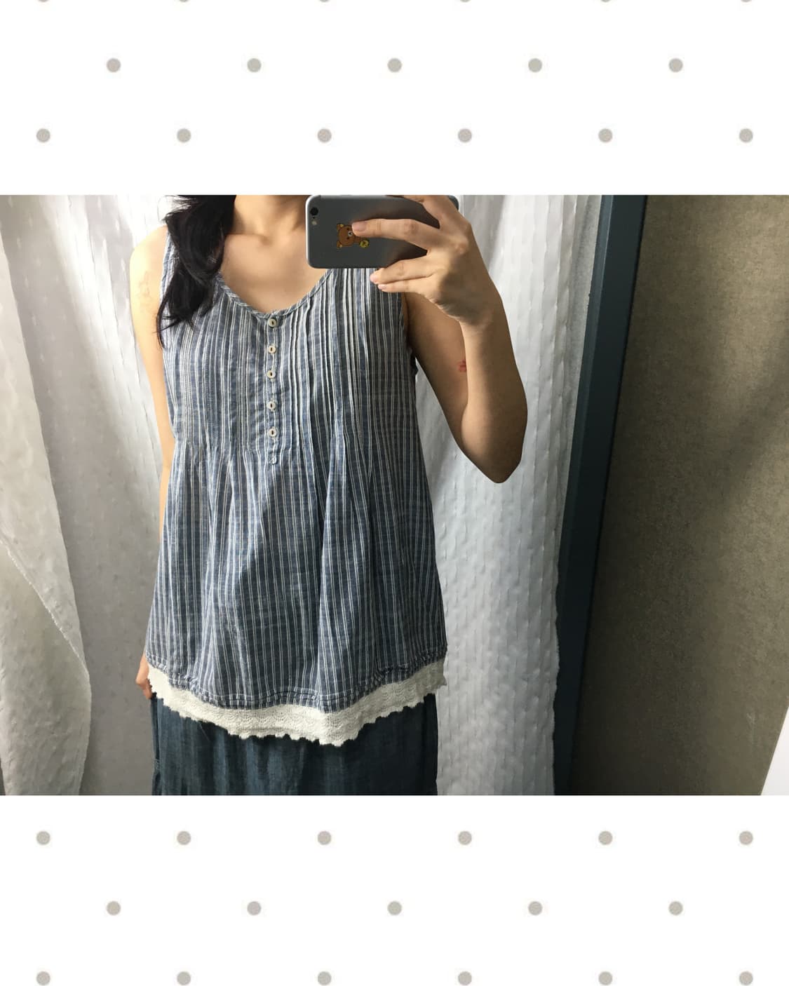 스트라이프 크로쉐 슬리브리스 상품이미지4