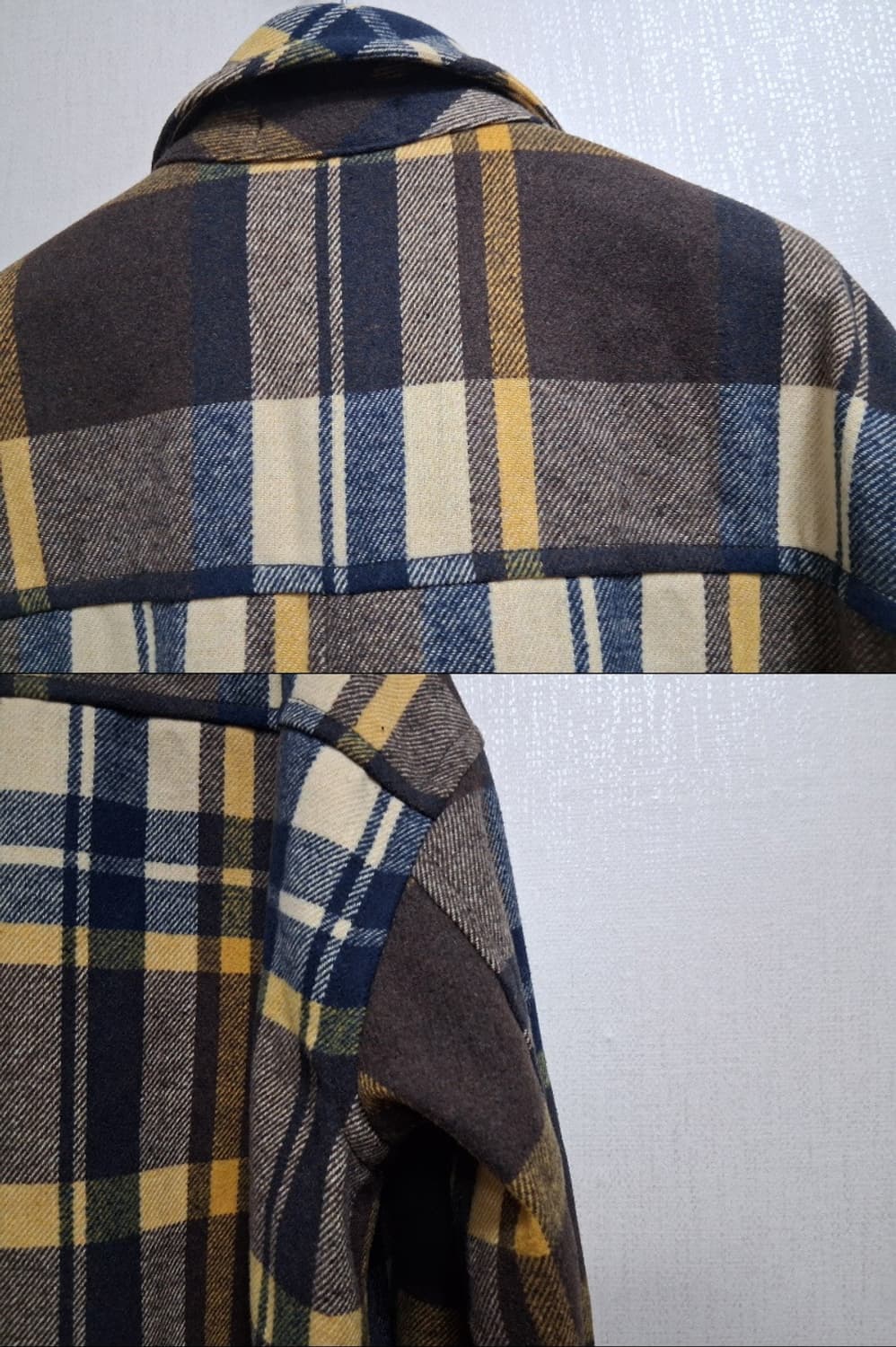 일본수입 로데오 크라운 두터운 모직체크 아우트셔츠 하프기장 미착용 오버핏 상품이미지5
