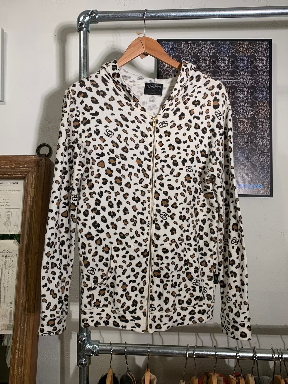 00’s Stussy 스투시 Slink 레오파드 후드집업 상품이미지1