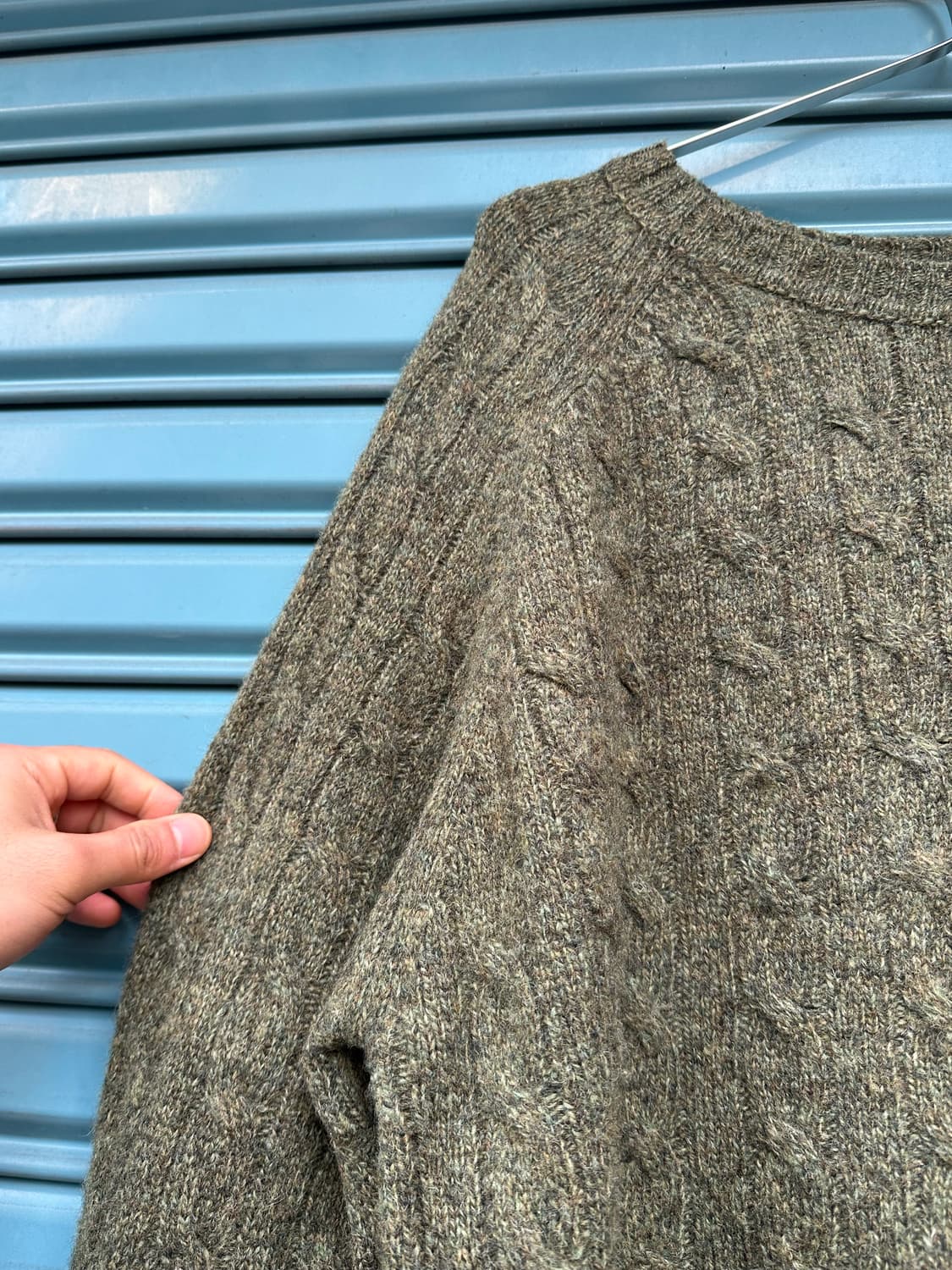 LL BEAN green material detail knitwear 상품이미지4