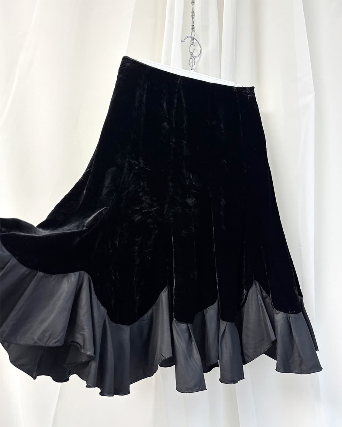 glam charming hem flounce velvet skirt 상품이미지2