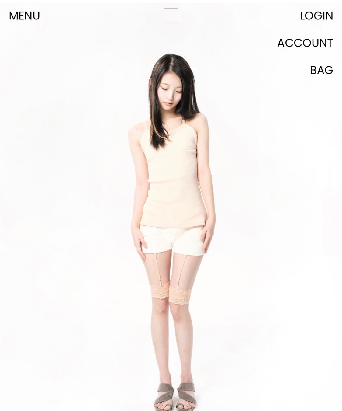오스하이 Bandage Garter Shorts Cream / Peach 상품이미지3