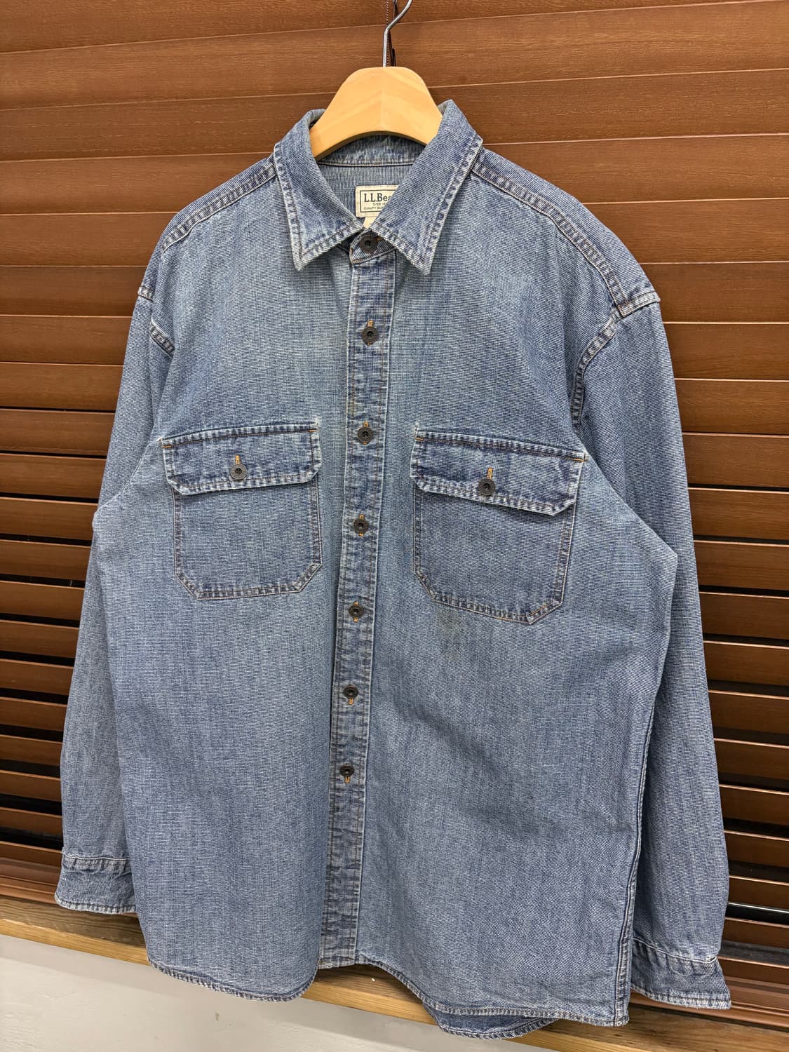 90s LLBEAN 엘엘빈 투포켓 워크 데님셔츠 상품이미지5