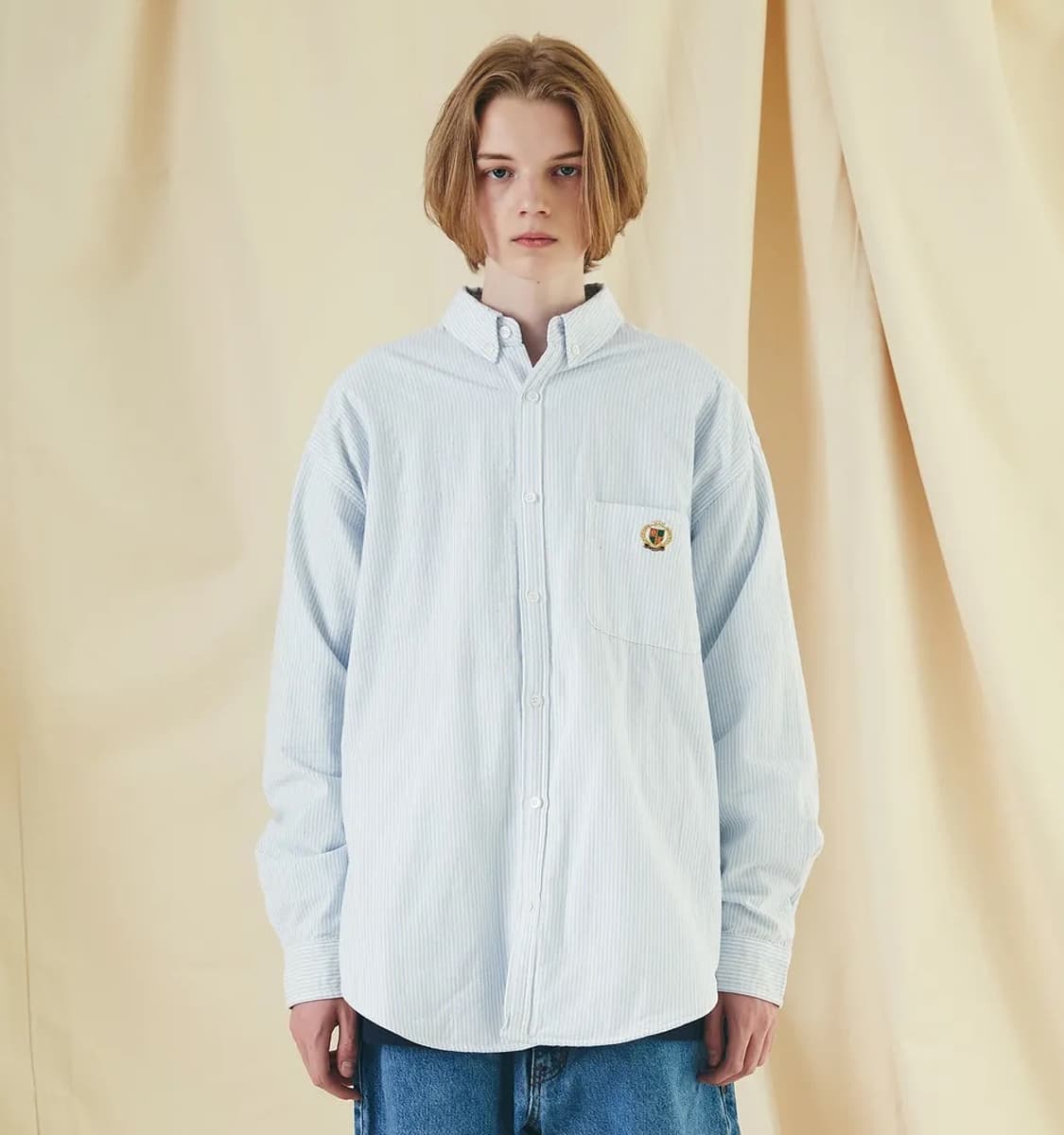 [아웃스탠딩] OS LOGO ST OXFORD SHIRT_SKY BLUE 상품이미지1