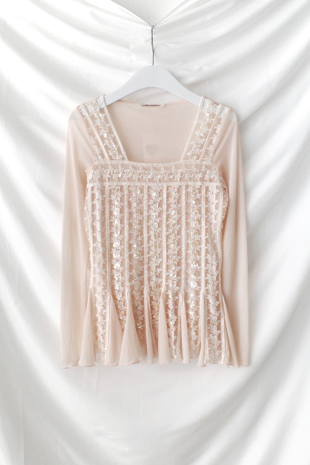 beads flower see-through T  상품이미지1