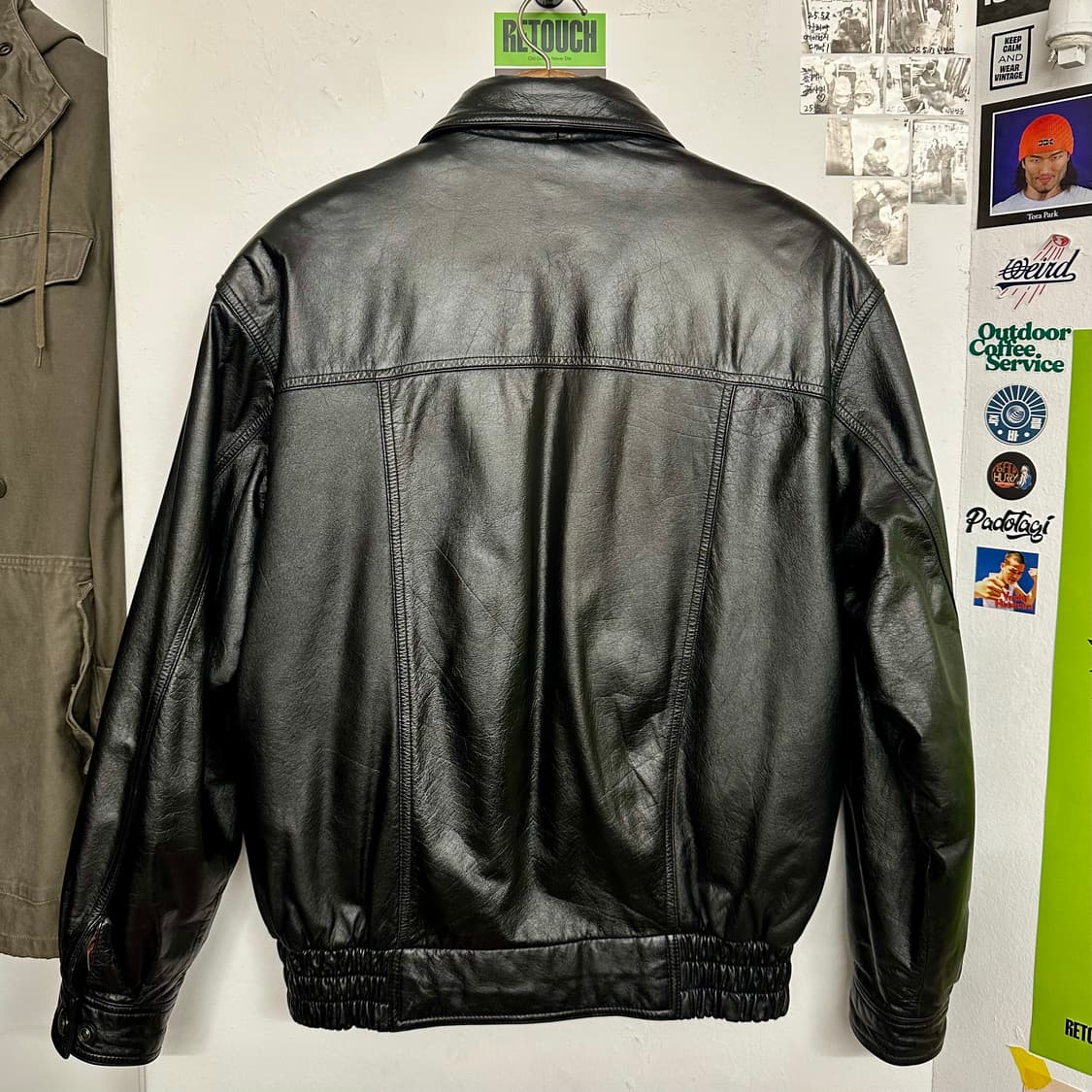 90‘s 카우레더 블루종 자켓(다운 라이너) 상품이미지6