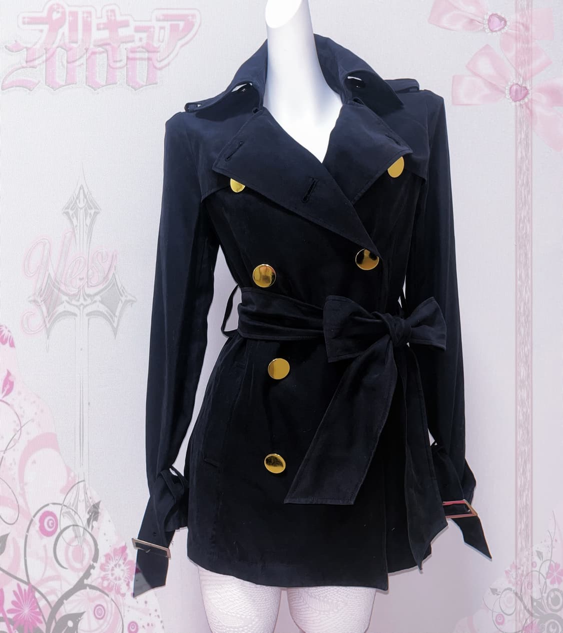 EGOIST 블랙 골드단추 애니여주 갸루 지뢰계 슬림핏 코트 상품이미지1