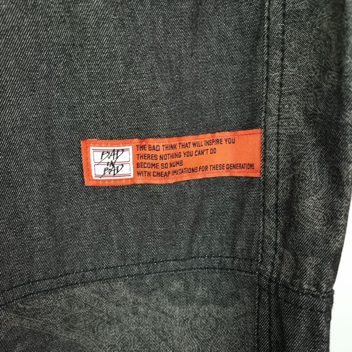 [배드인배드] 페이즐리 패턴 더블니 블랙 데님 팬츠 청바지 M19588 상품이미지8