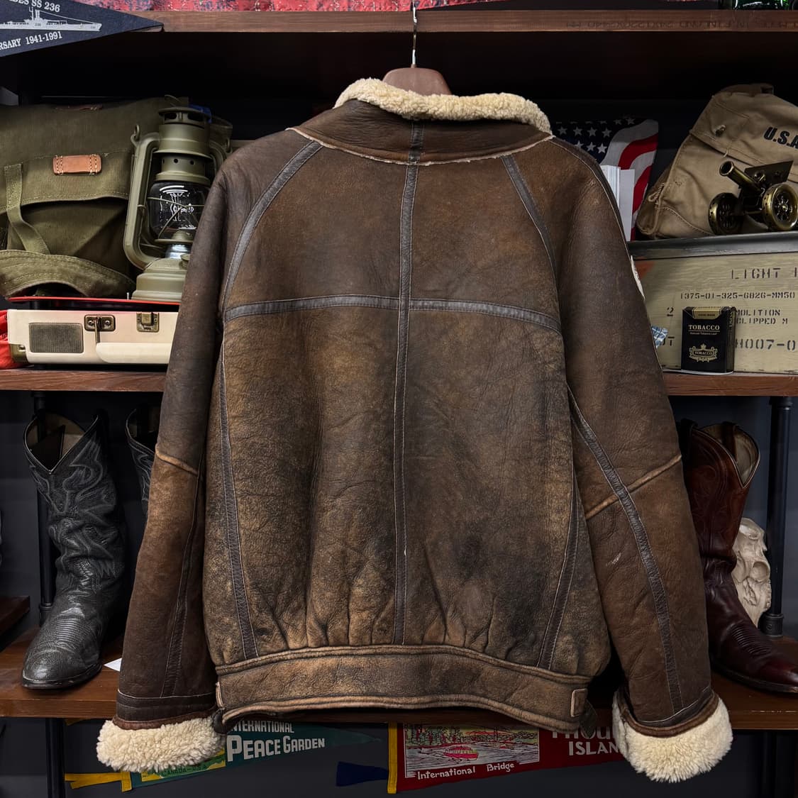 River Island 리얼 양가죽 레더 빈티지 무스탕 B-3 N136 상품이미지2