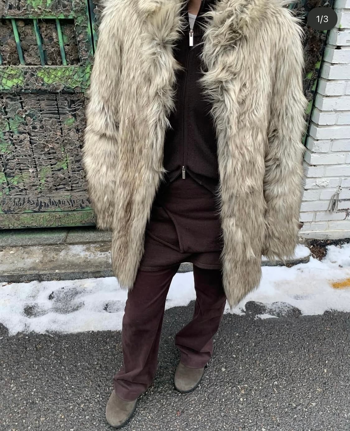 스튜디오테이블 롱헤어 퍼자켓 퍼코트 베이지 상품이미지1