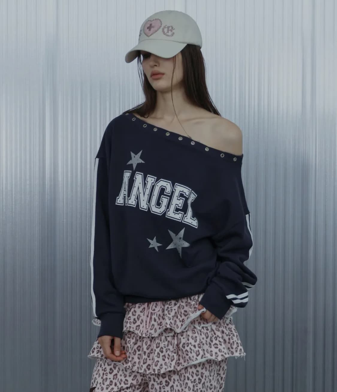 셋업이엑스이 아일렛 엔젤 맨투맨 네이비 상품이미지2