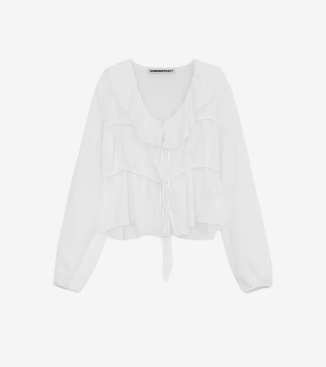 썬번프로젝트 Frill Tiered Blouse, IVORY 햐 상품이미지2
