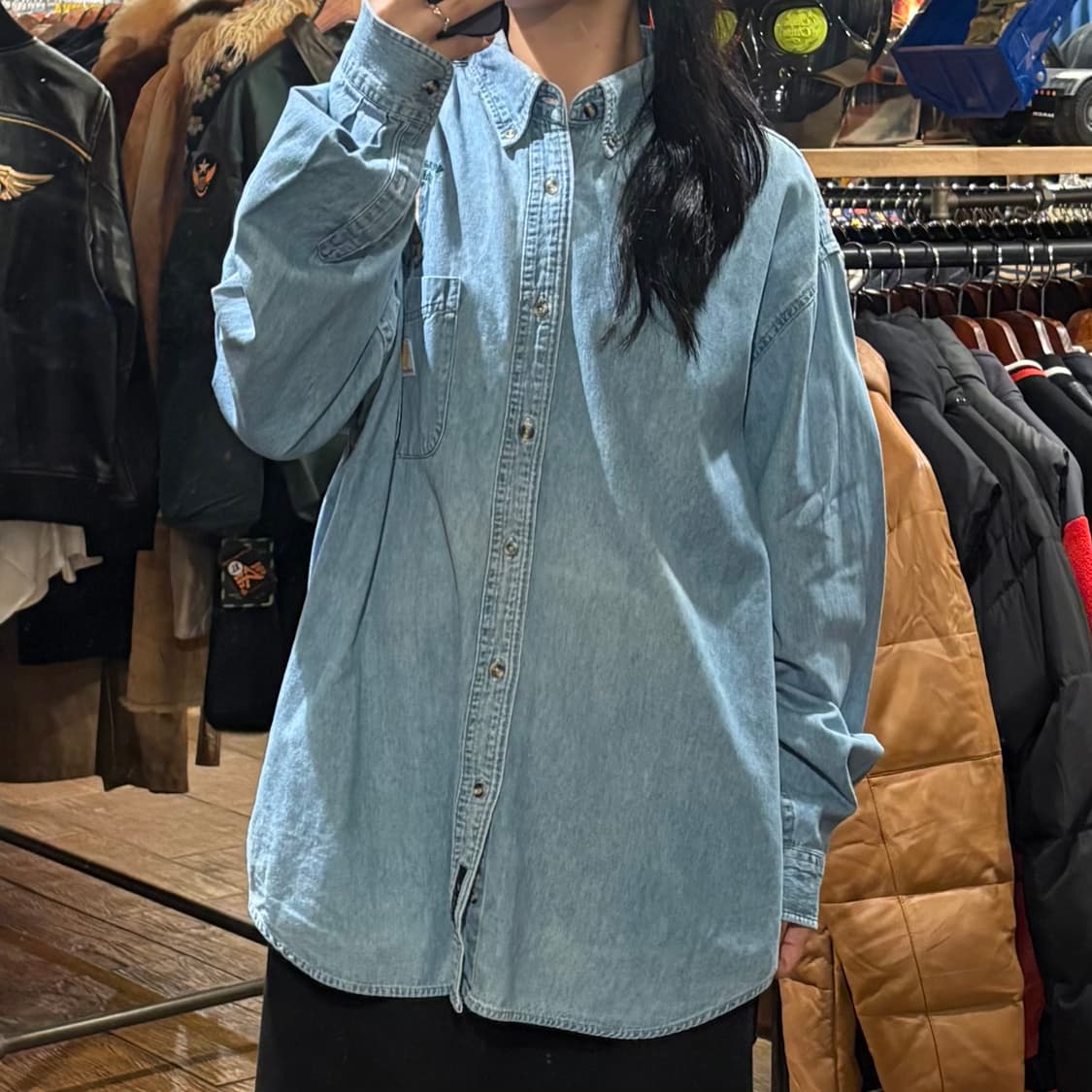 [HI] Carhartt 칼하트 긴팔셔츠 데님 연청 상품이미지2