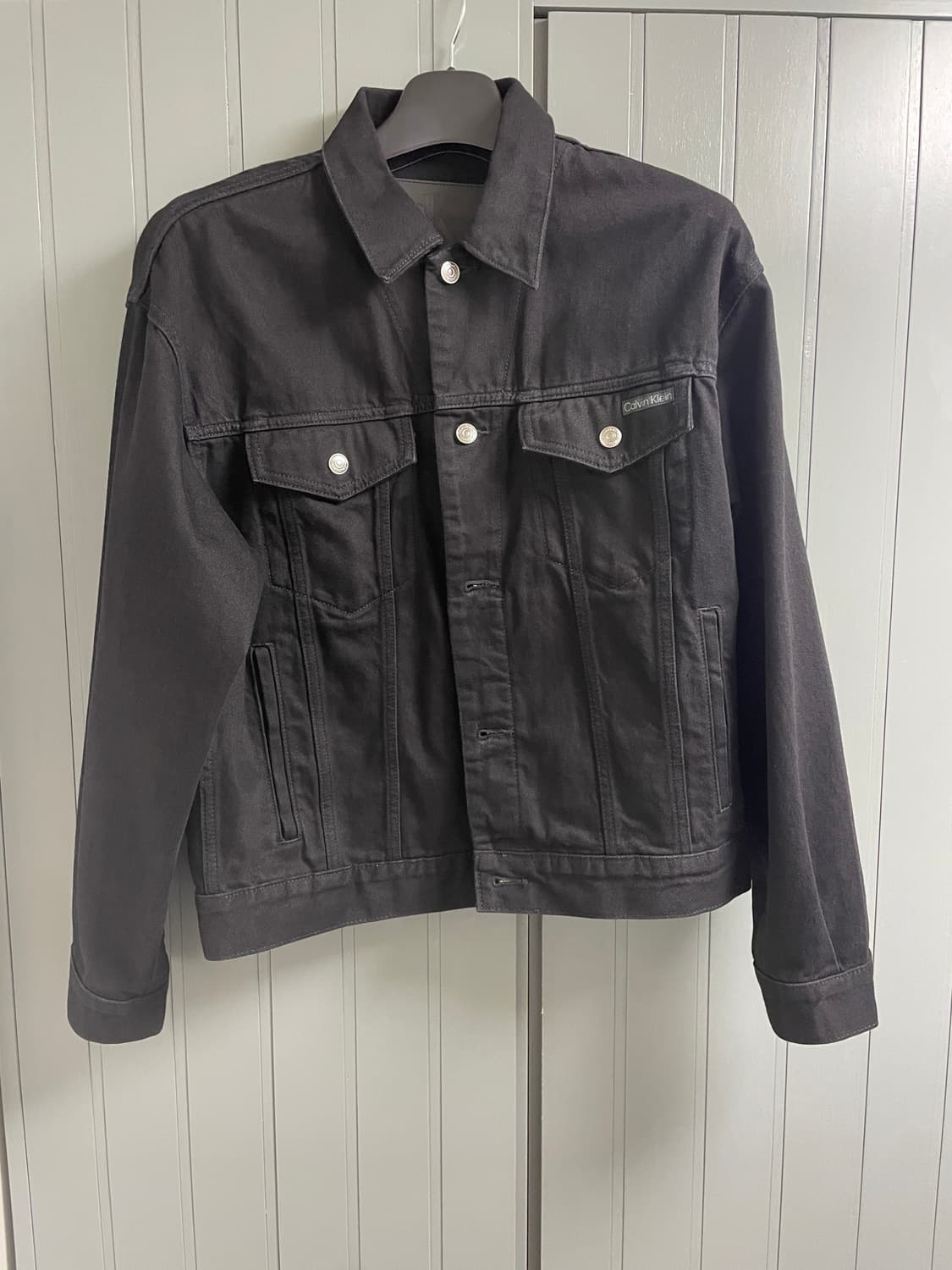 캘빈클라인 90s 데님 트러커 자켓 블랙 m 오버핏 상품이미지3