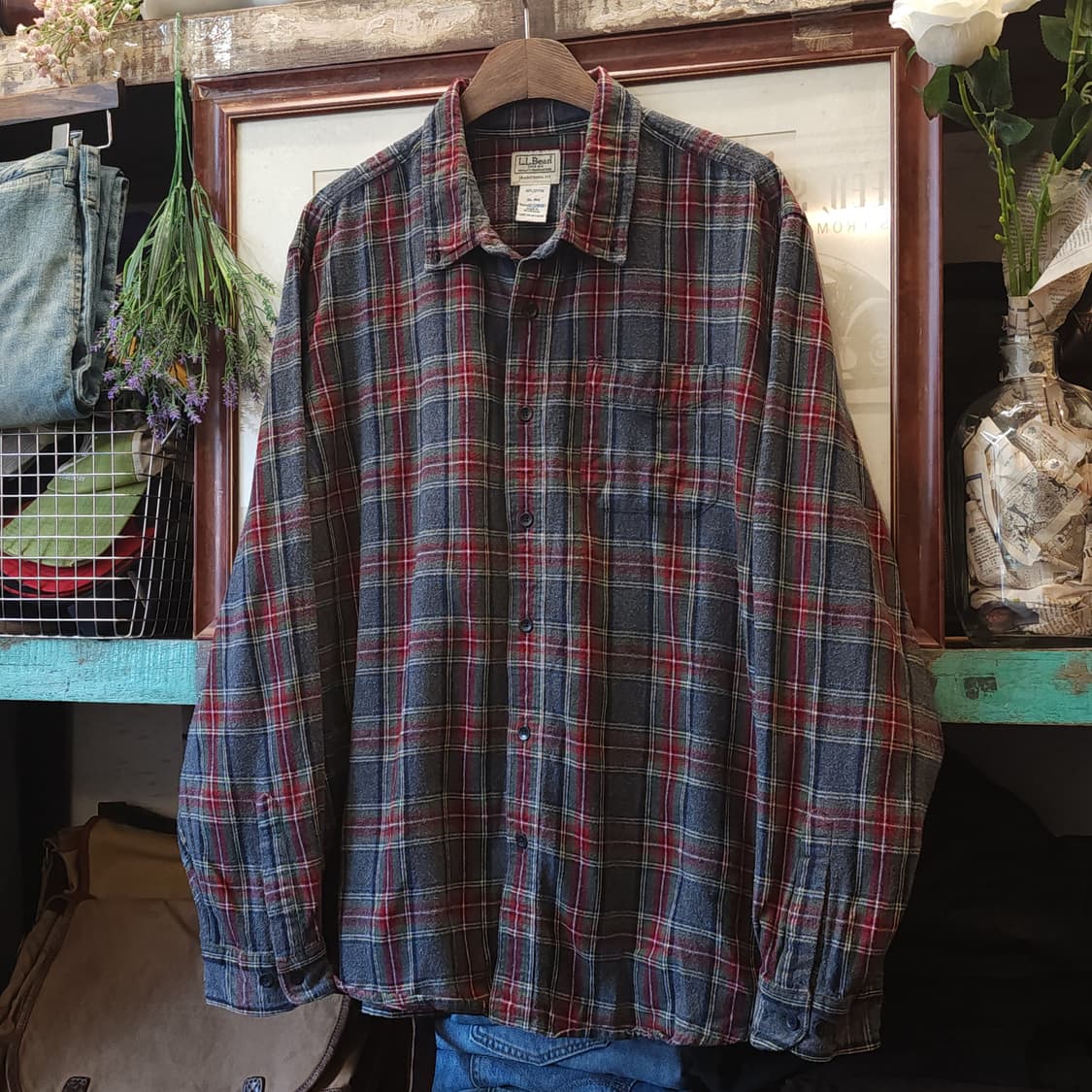 90s 엘엘빈 체크셔츠 플란넬 셔츠 헤비코튼 워크셔츠 아메리칸 체크 xl 상품이미지2