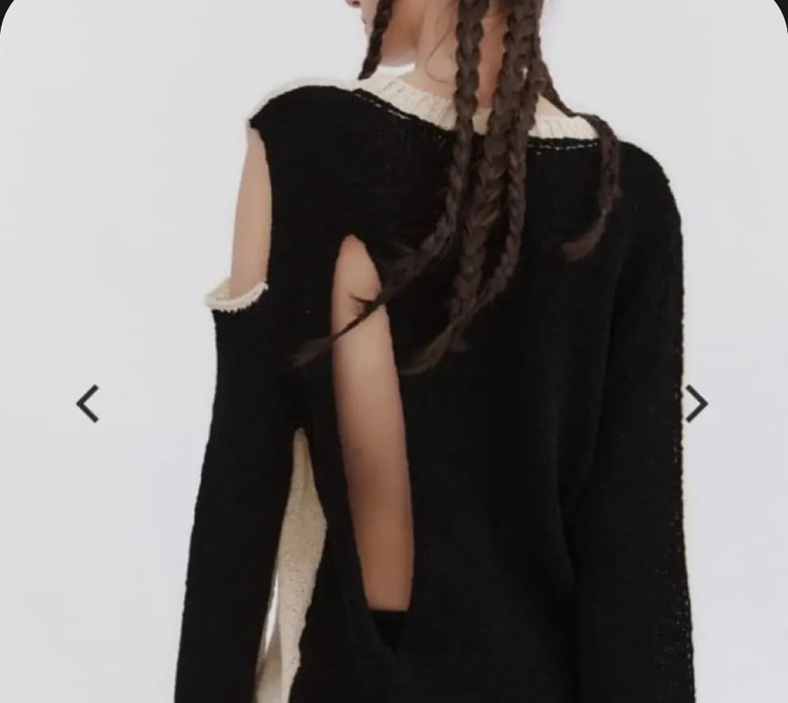 Open yy cut out color block knit top 상품이미지4