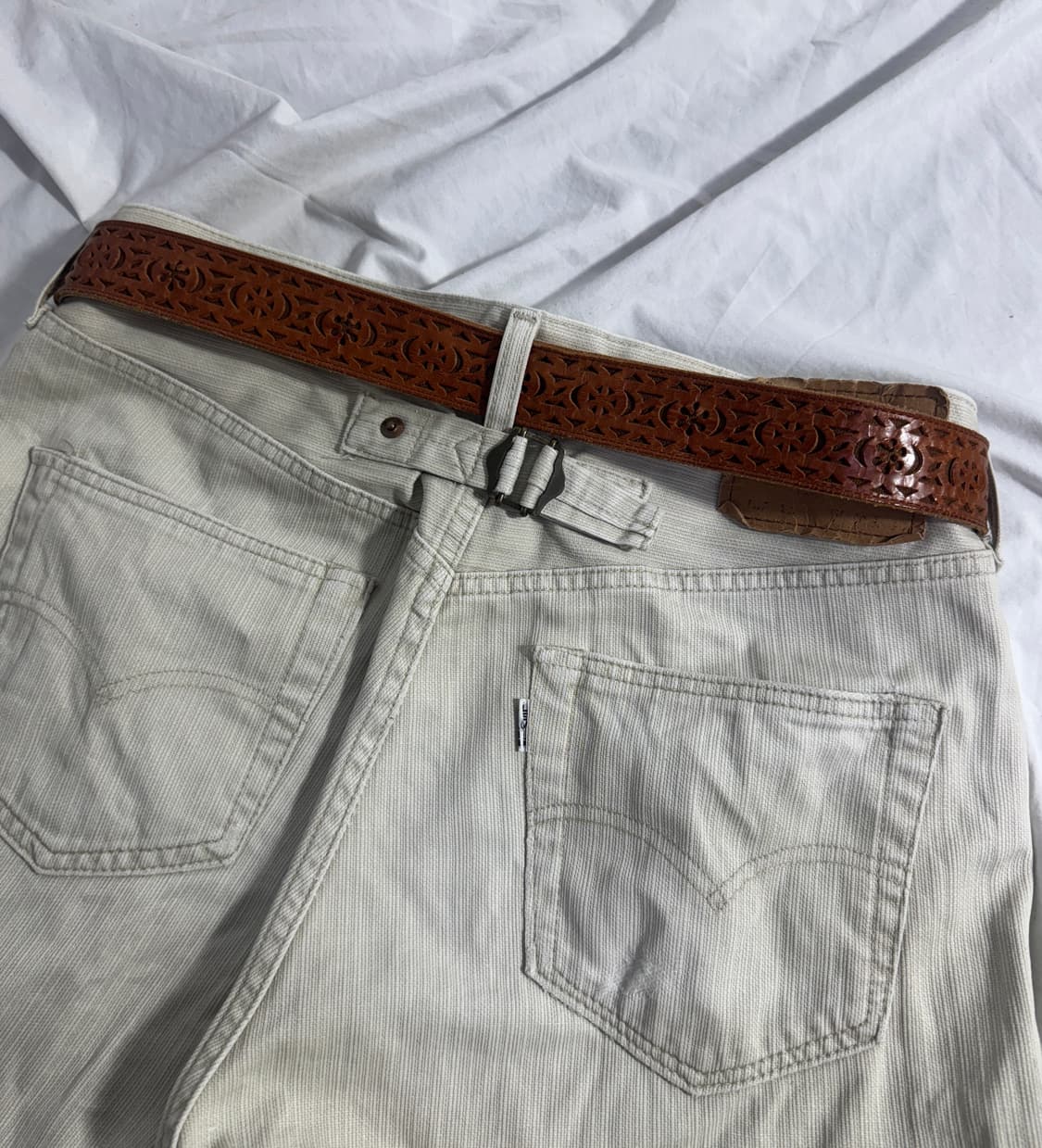 빈티지 플로럴 펀칭 레더 벨트 웨스턴 상품이미지2