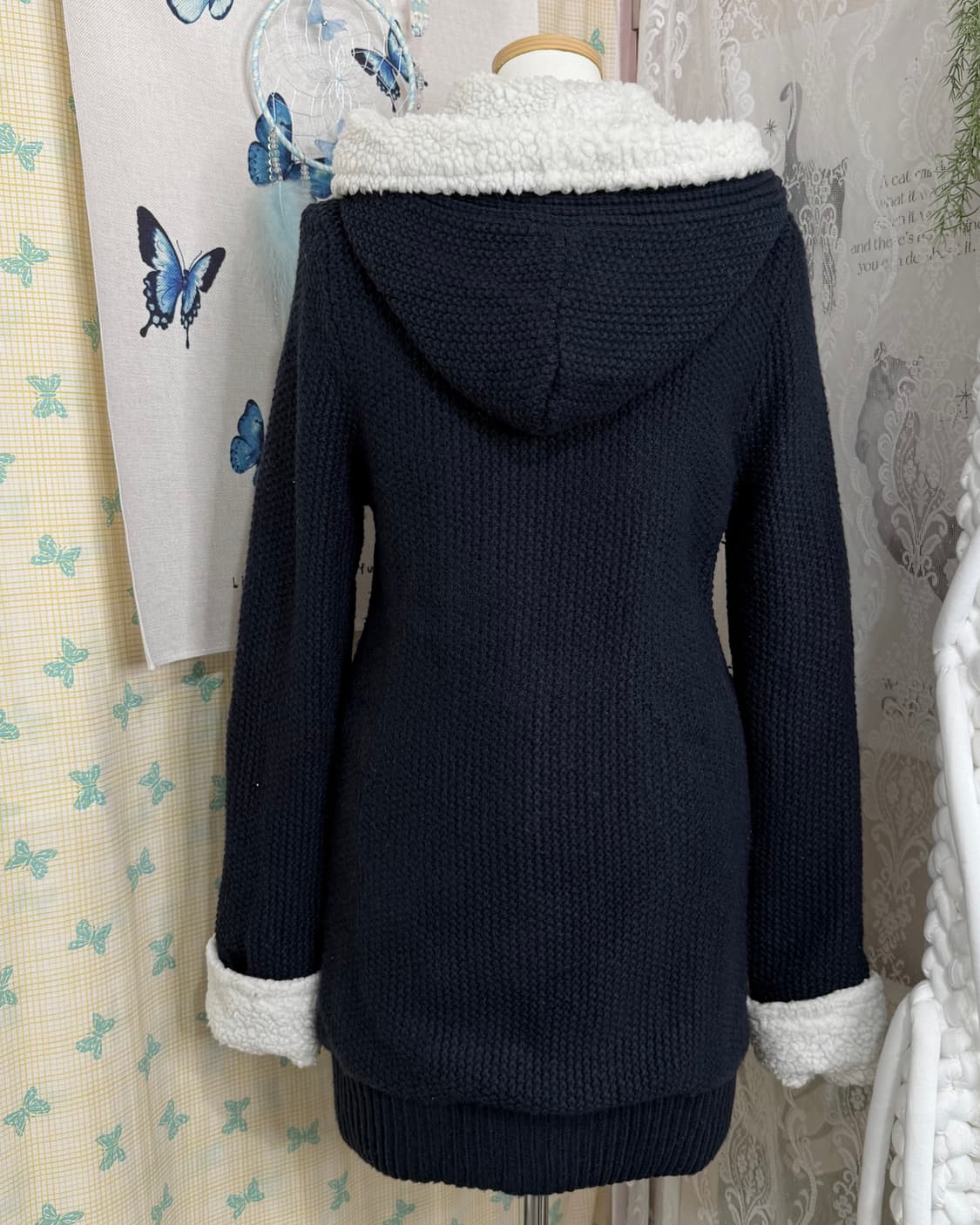 네이비 뽀글이 후드 떡볶이 더플 가디건 상품이미지7