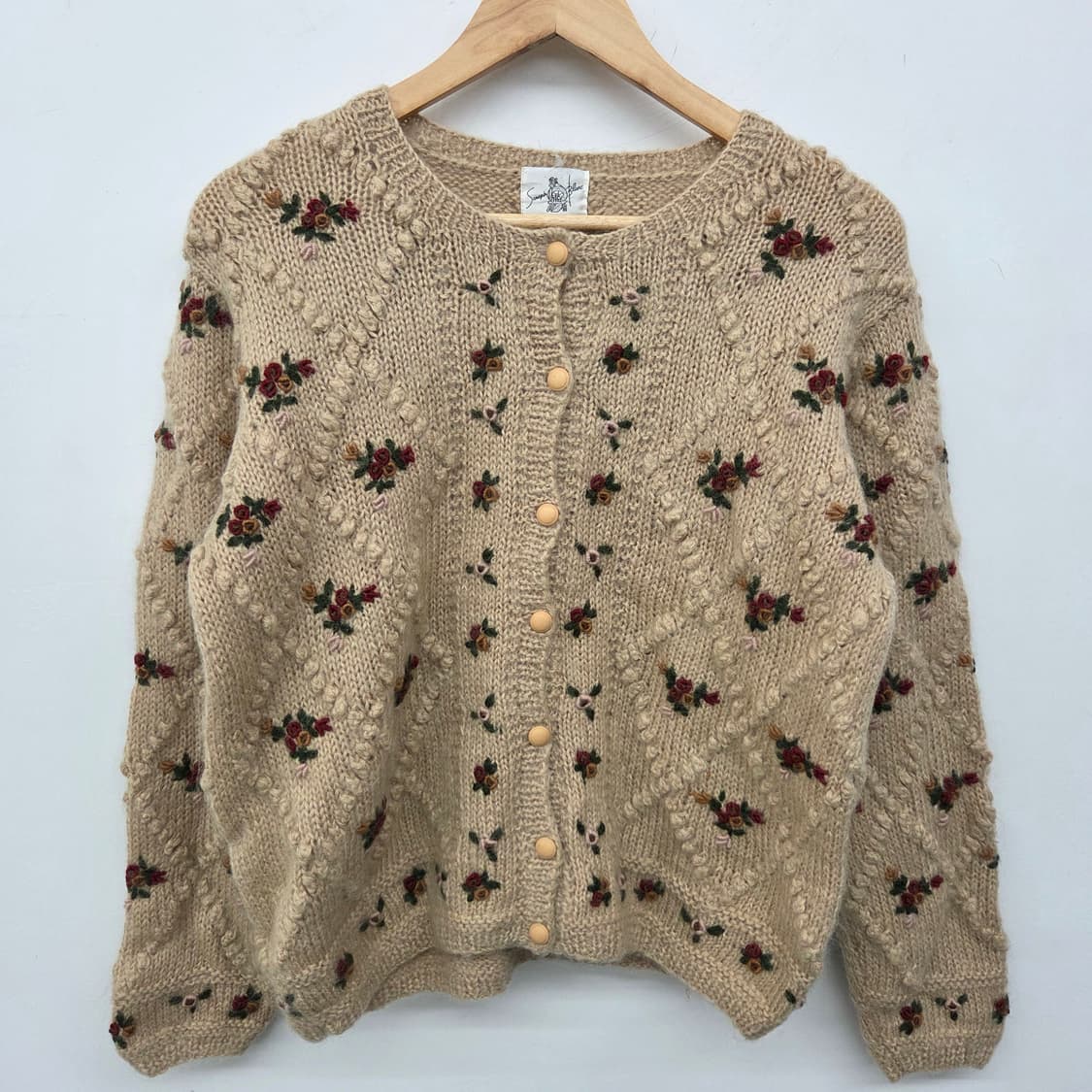 핸드메이드 빈티지 플라워 니트 가디건 여m 상품이미지2