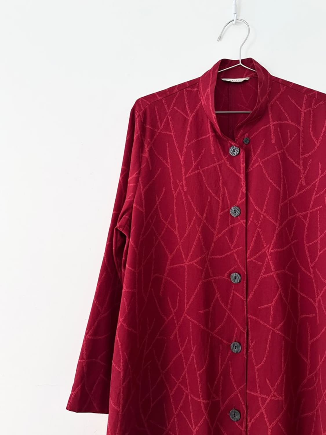 Irregular pattern slit shirt & ops / red 상품이미지2