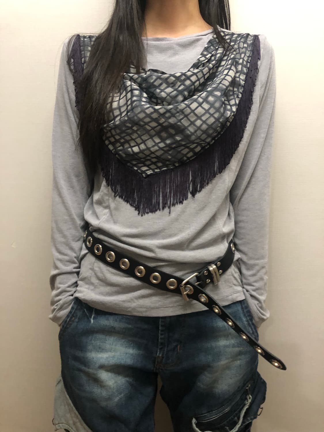 빈티지 그레이 태슬 티셔츠 상품이미지2