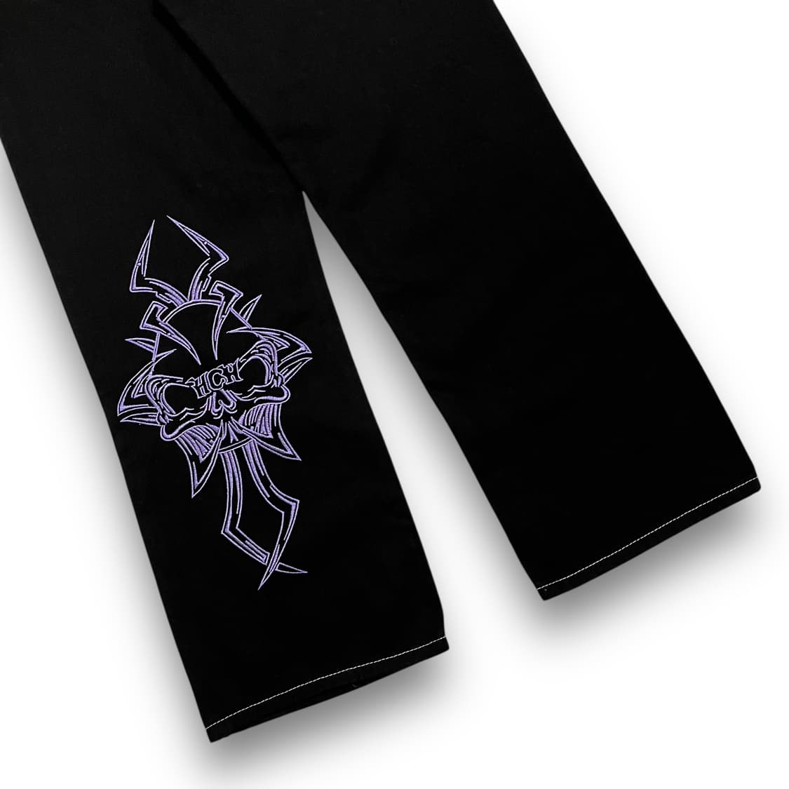펑크 HCW 퍼플 스컬 크로스 다크 코튼 팬츠 상품이미지3