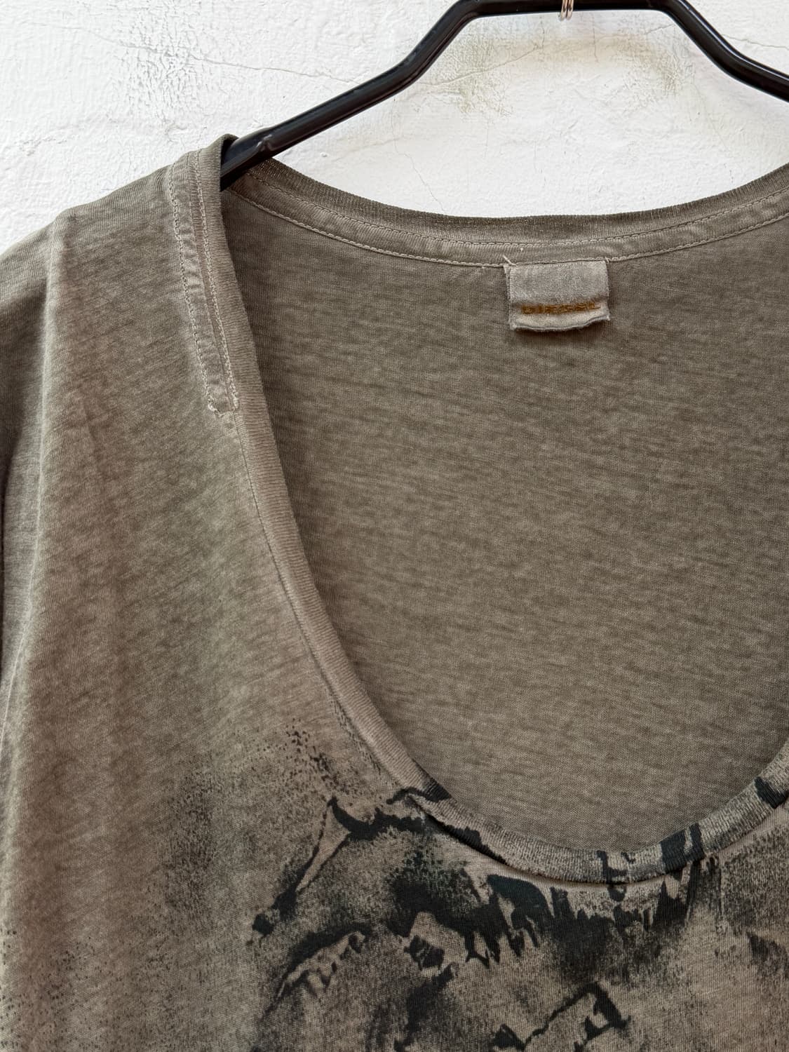 Diesel 디젤 카키 요크 스트랩 코튼 반팔티 XS 상품이미지2