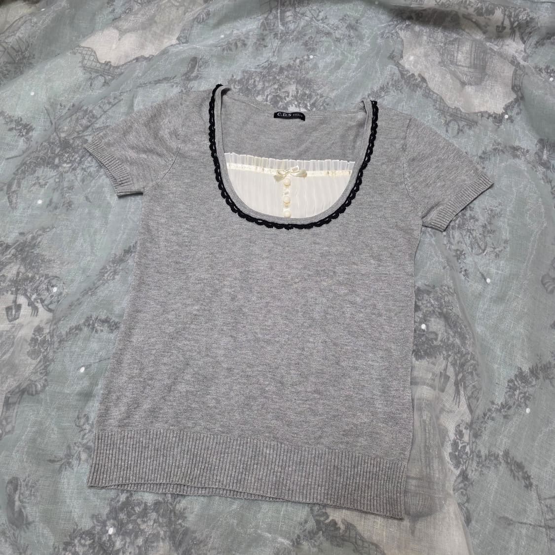 빈티지 공겜여주 리본 니트 로걀탑 리즈리사깔 상품이미지3