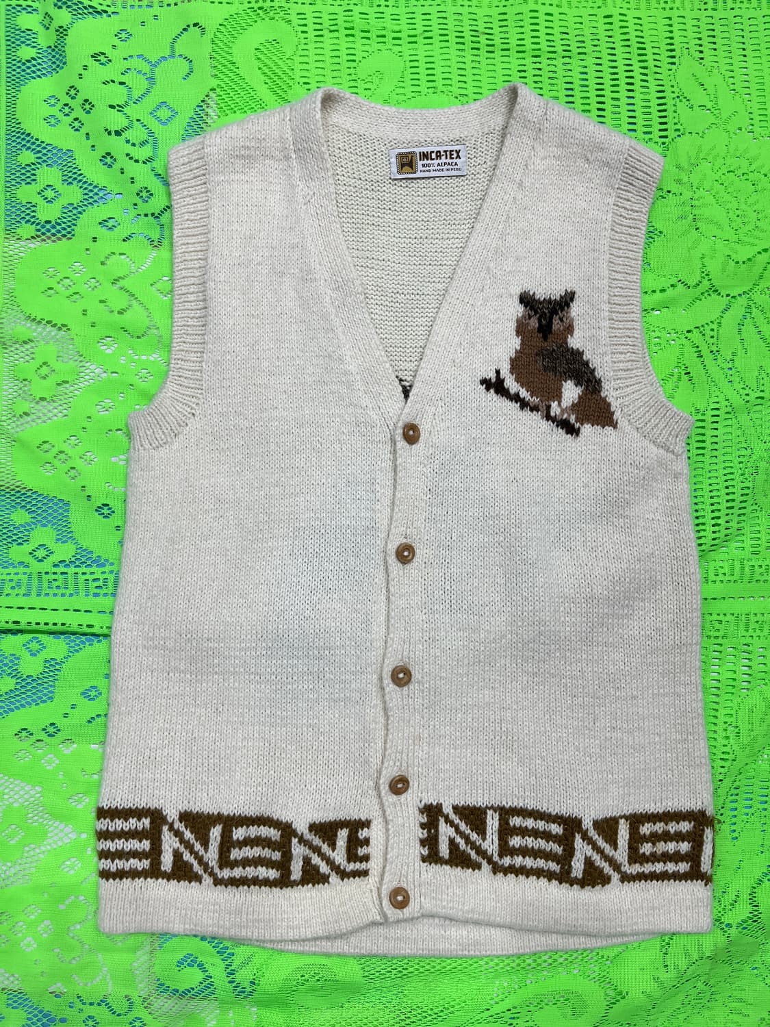 코위찬 Alpaca 100% 부엉이베스트 hand made in peru 상품이미지2