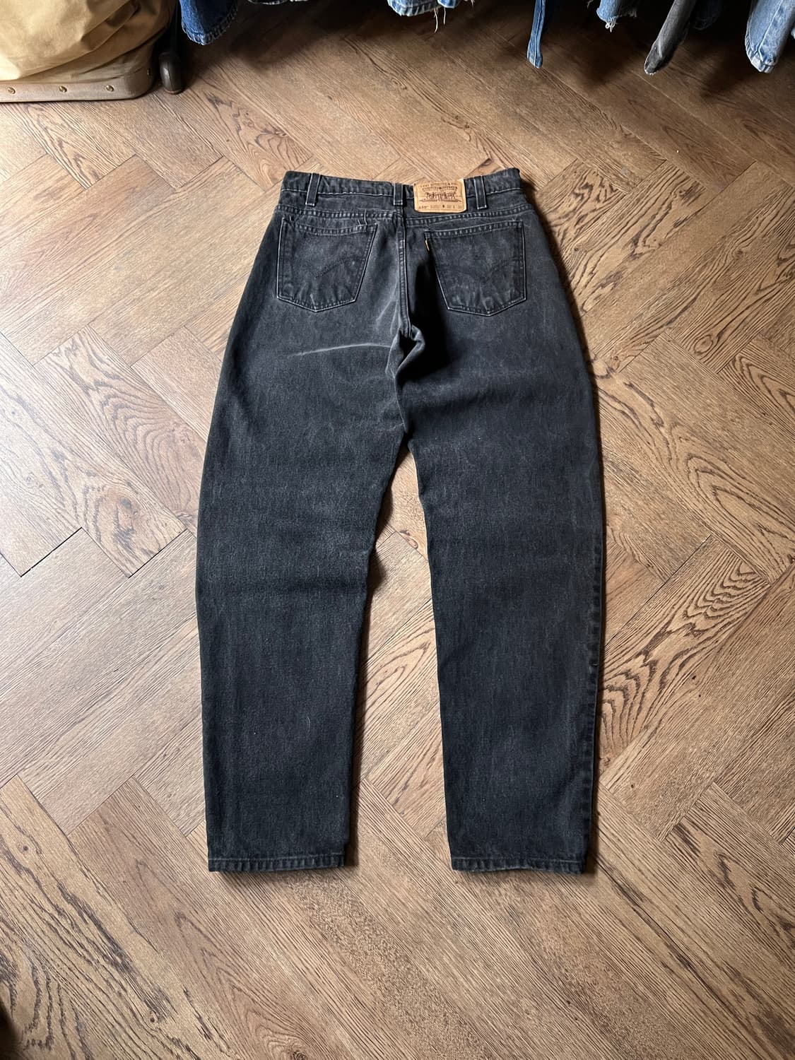 [32]90's 리바이스 USA 오랜지탭 550 흑청 데님 팬츠 상품이미지6