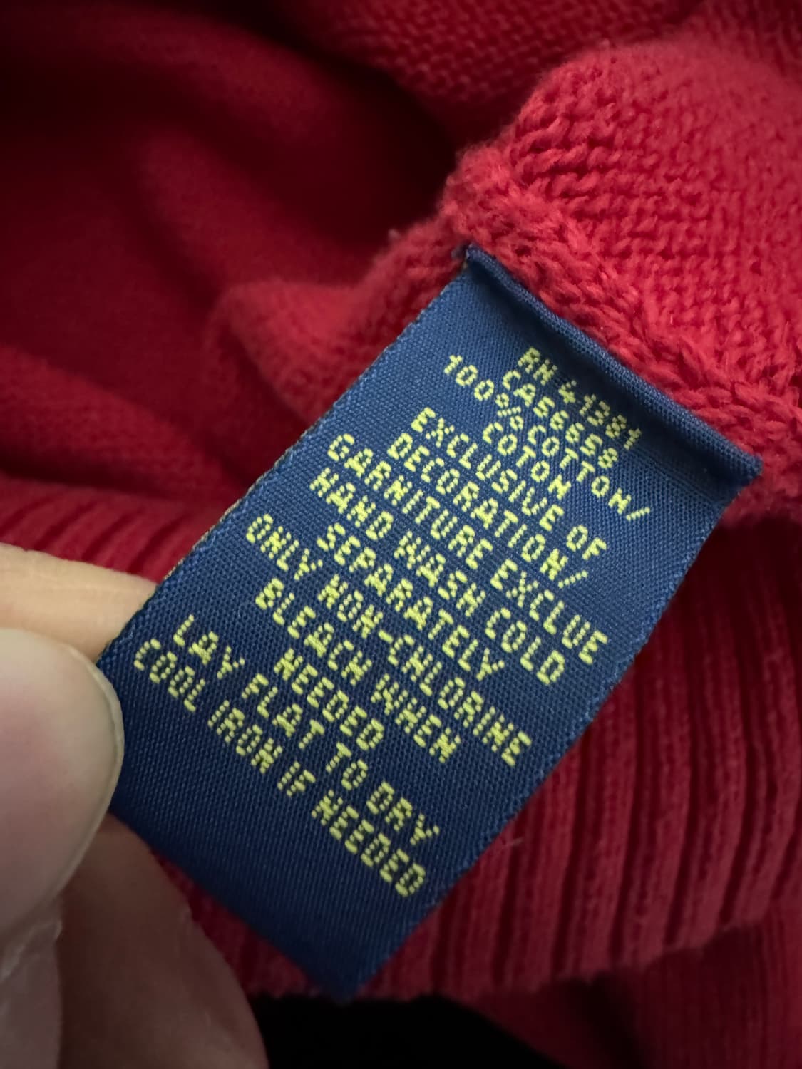 폴로 랄프로렌 단추 반집업 코튼 니트 레드 L 상품이미지4