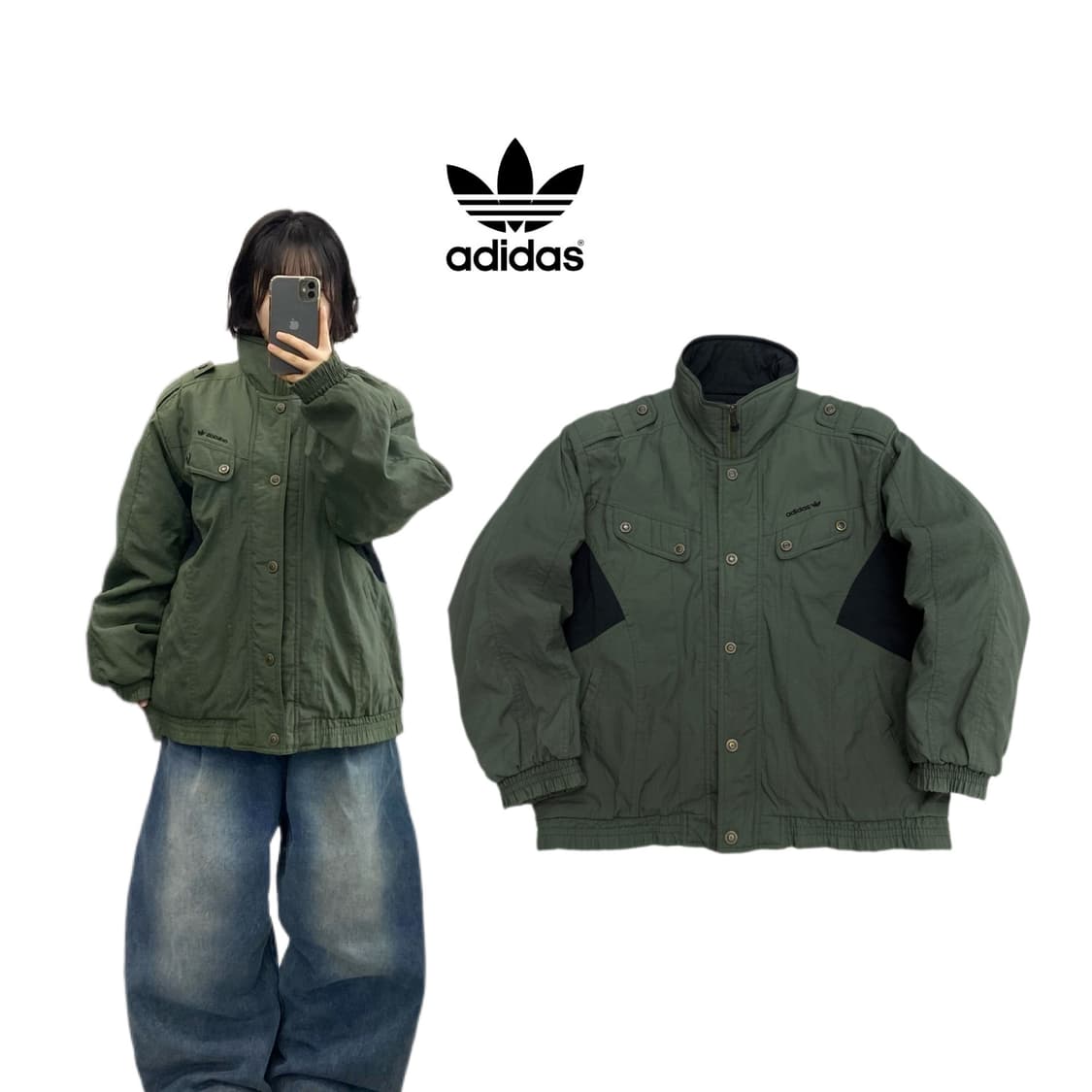 아디다스 80s 카키 항공 점퍼 자켓 상품이미지1