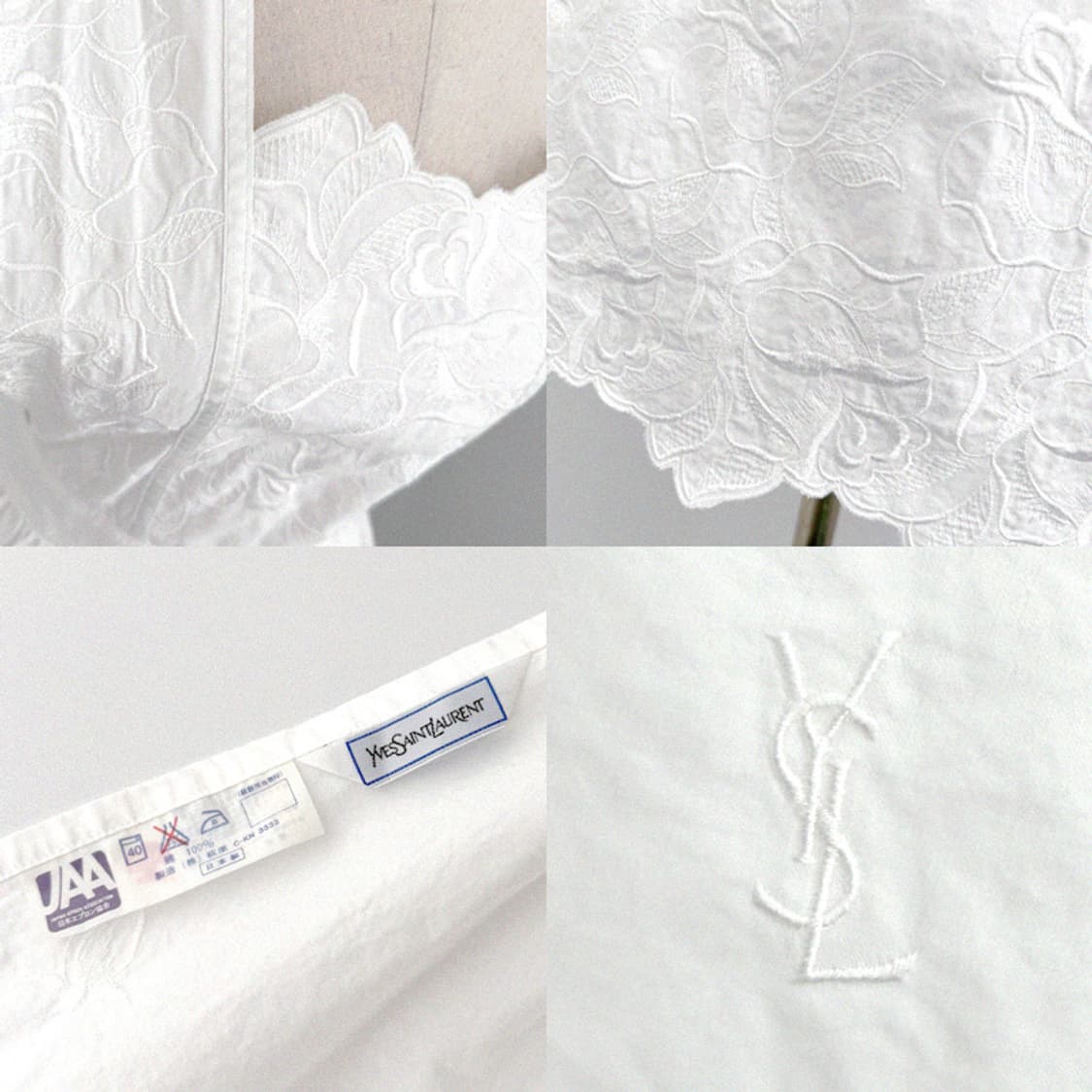 YSL 입생로랑 빈티지 레이스 리본 코튼 자수 앞치마 에이프런 원피스 상품이미지10