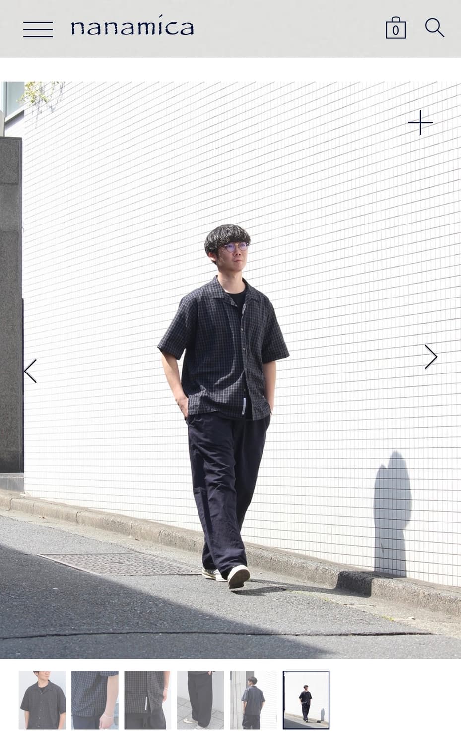 [XL][105] 나나미카 오픈 카라 파나마 플레이드 셔츠 네이비 상품이미지10